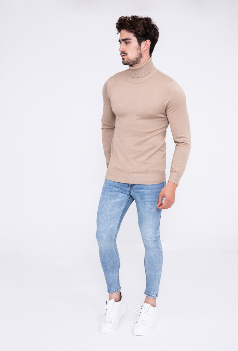 Col roulé fin beige
