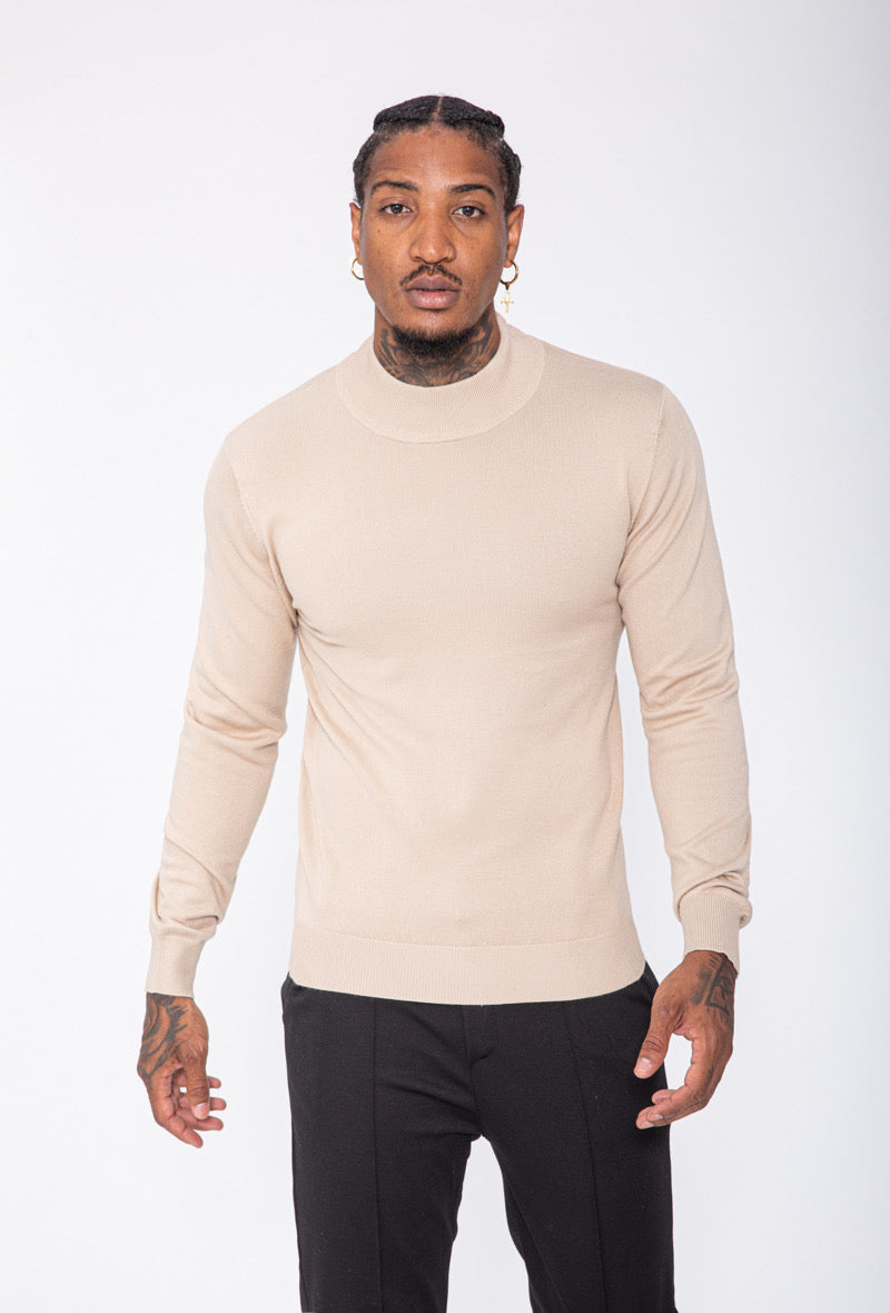 Pull Col montant beige