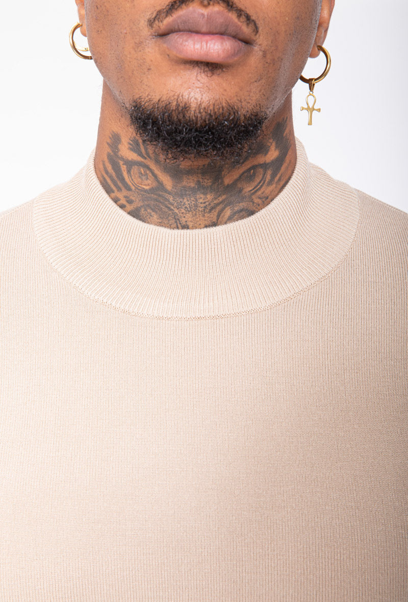 Pull Col montant beige