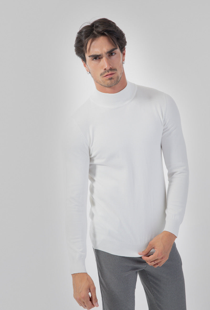 Pull Col montant blanc