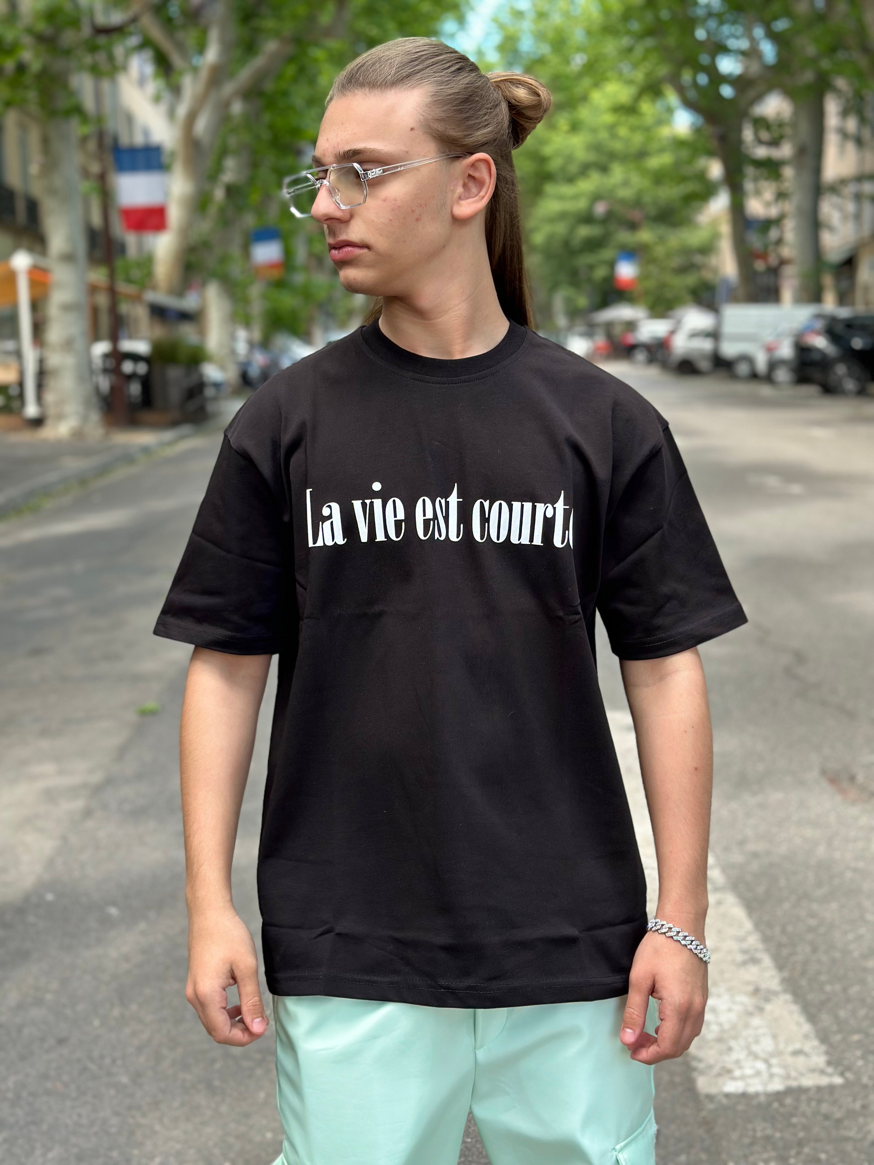 Ikao - Tee Shirt La vie est Courte - Noir