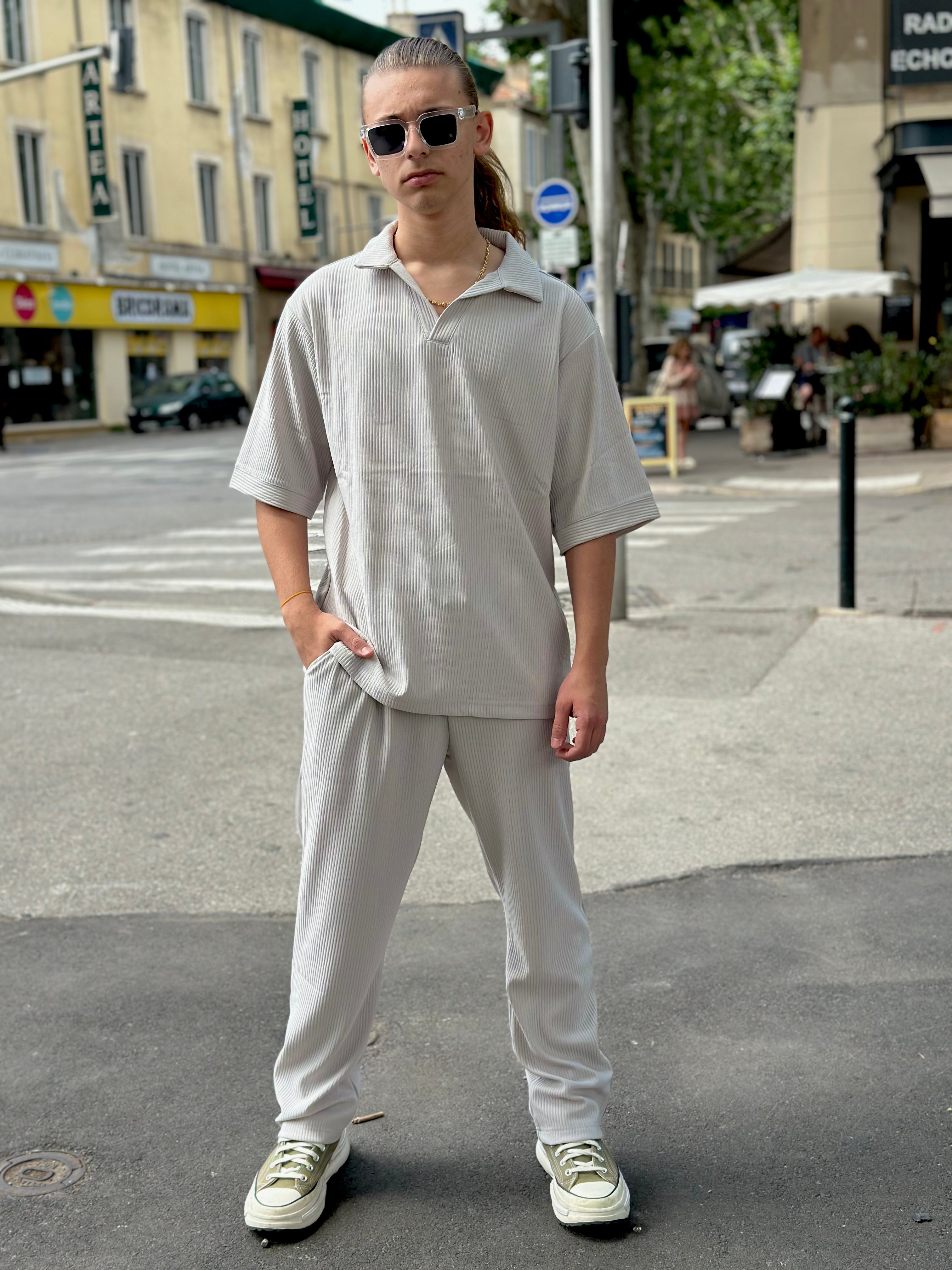 Paolo sky blue polo + pants set