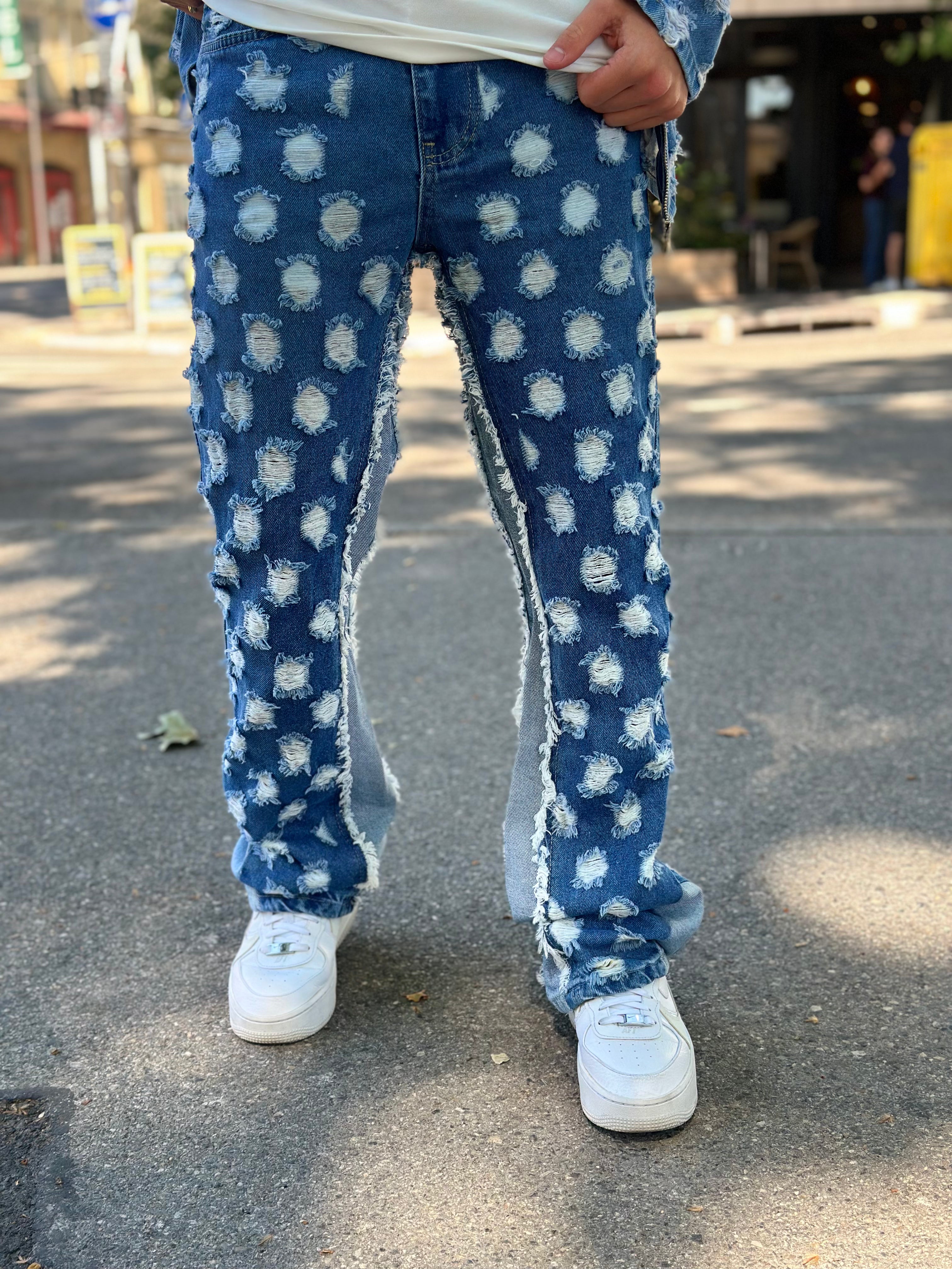 Flare Jean Bleu Trou