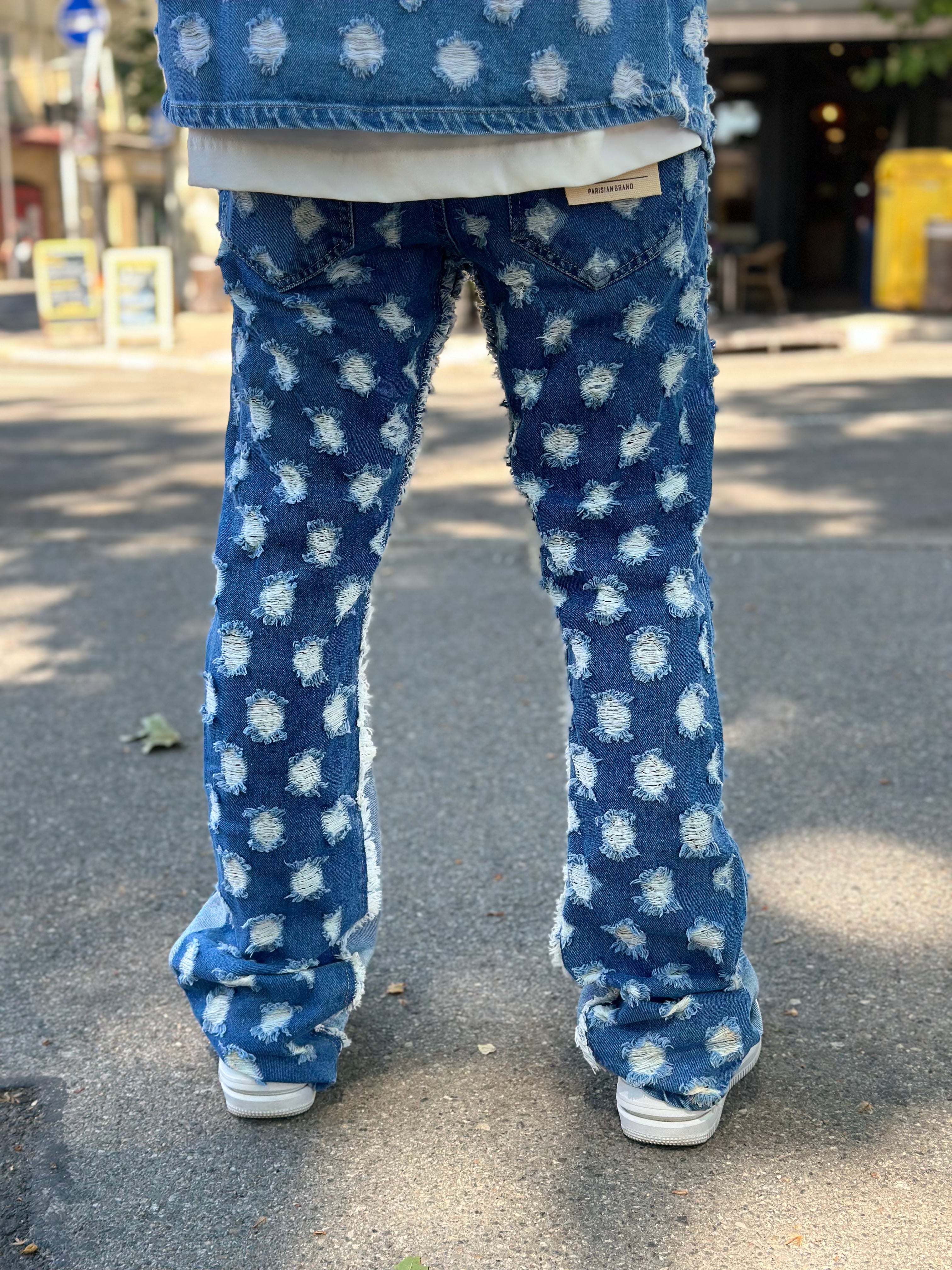 Flare Jean Bleu Trou