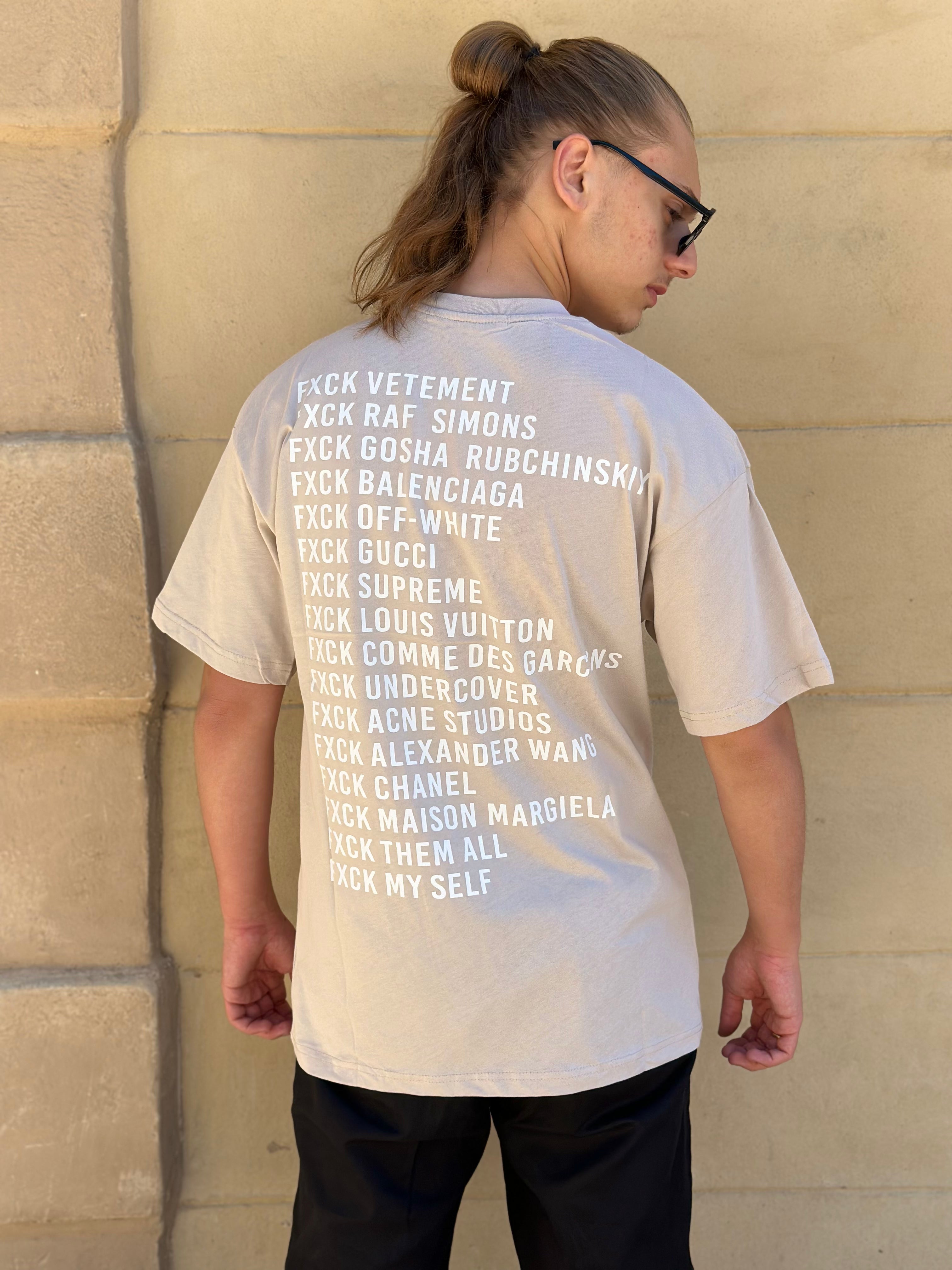 Aarhon - Beige t shirt Fuck the brands