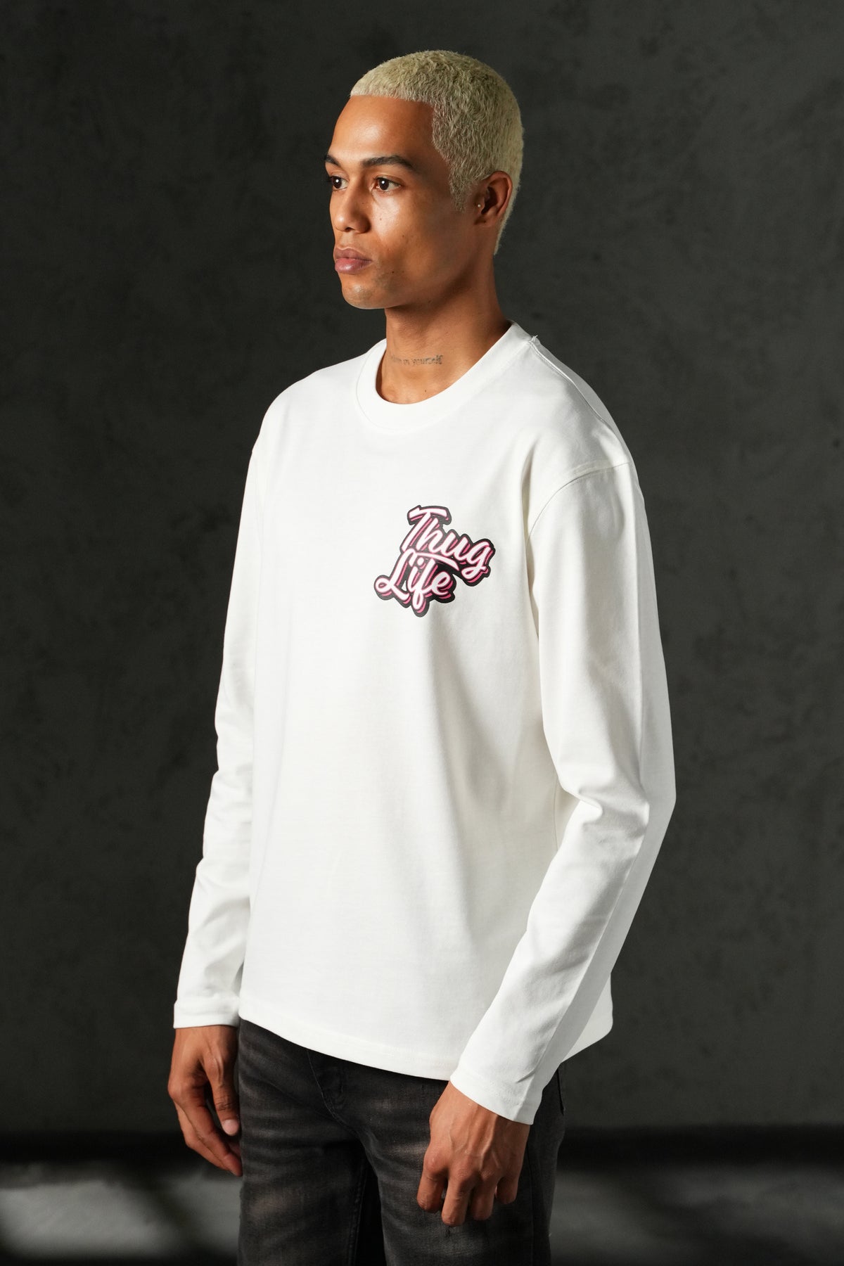 T-Shirt manche longue Thug blanc