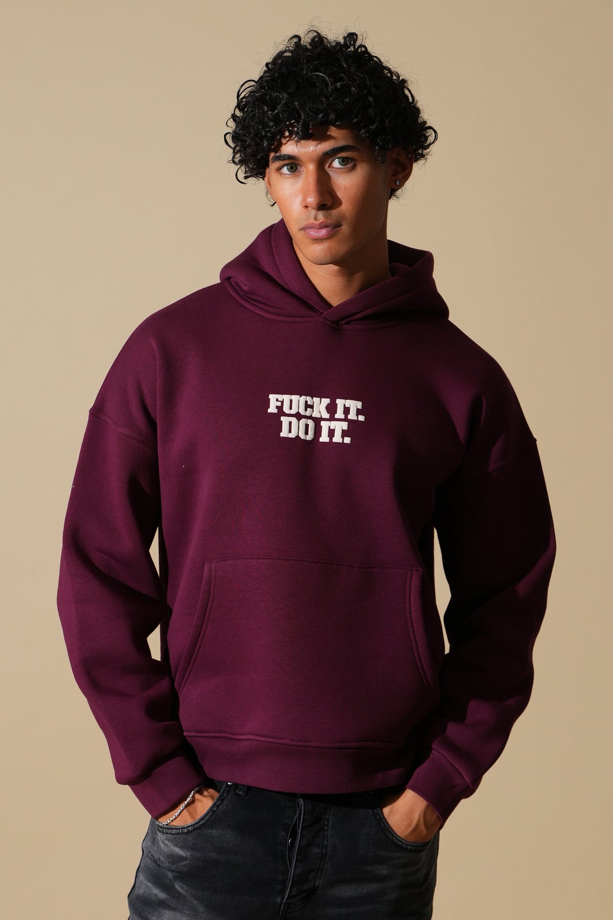 Sweat capuche bordeaux Fuck it Do It