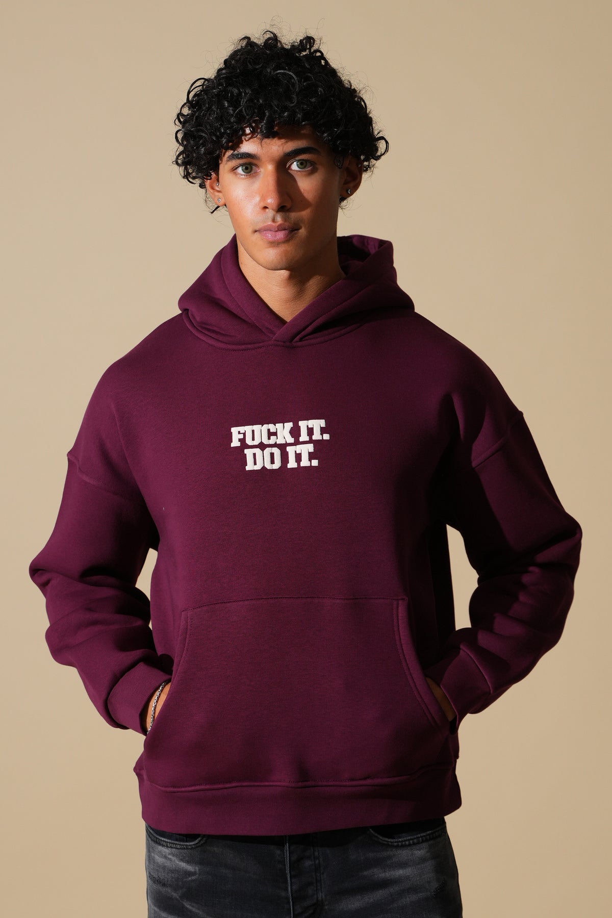 Sweat capuche bordeaux Fuck it Do It