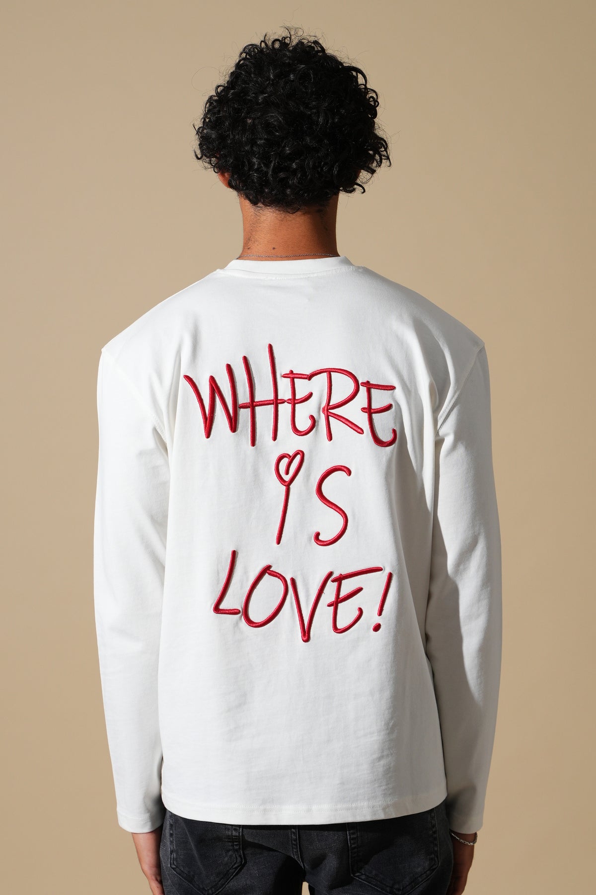 T-Shirt manche longue Where is Love blanc