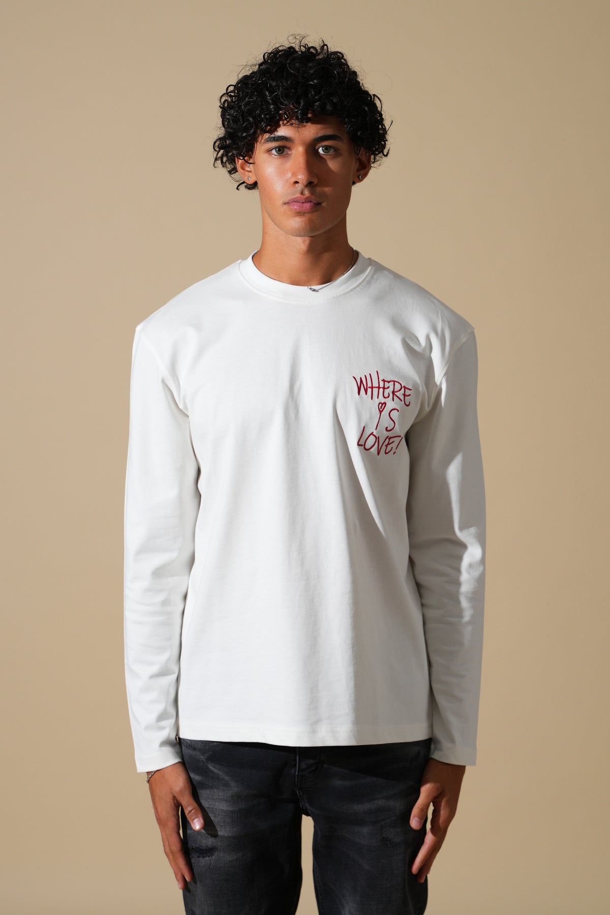 T-Shirt manche longue Where is Love blanc