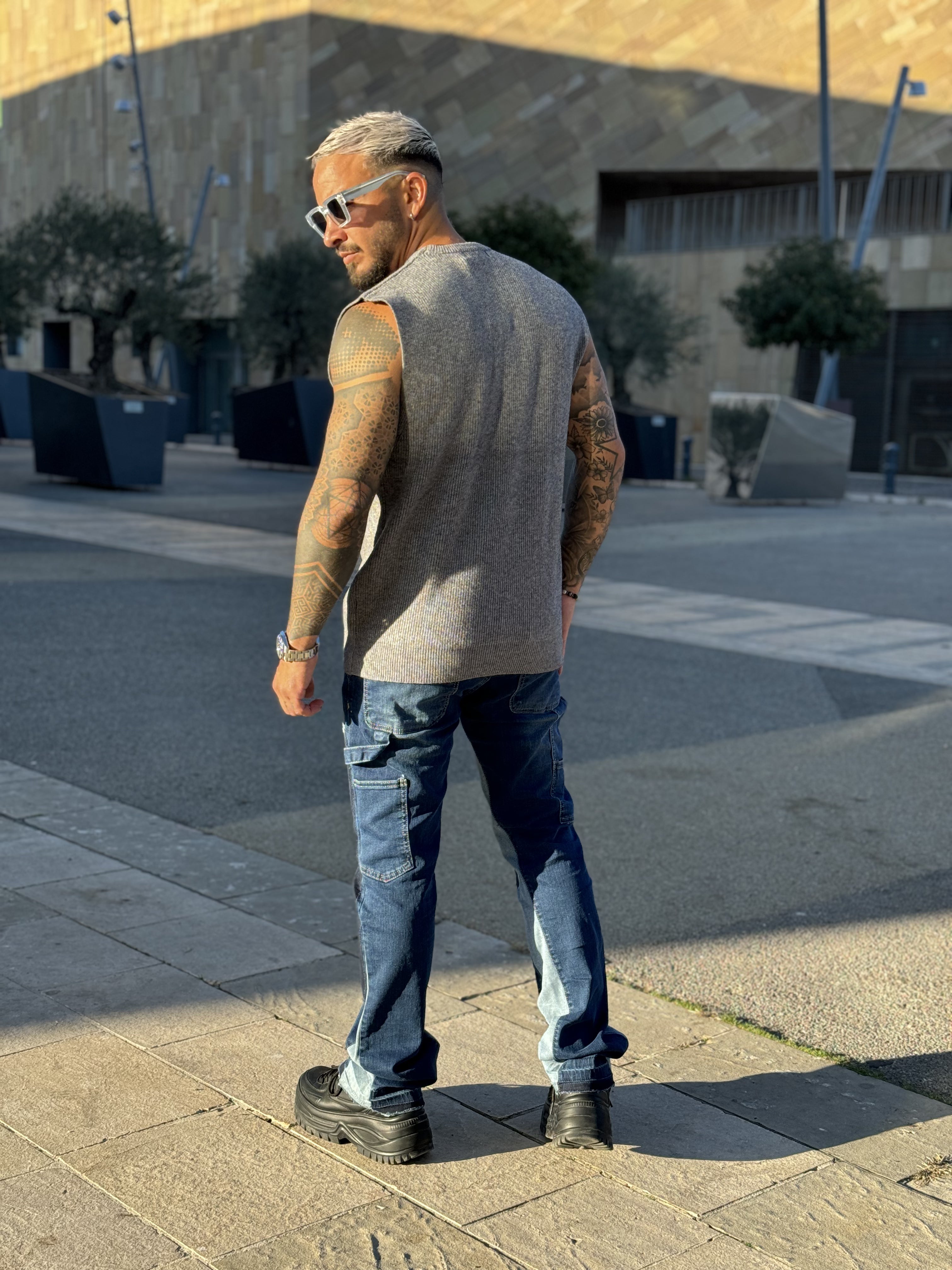 Flare Jean bleu peinture