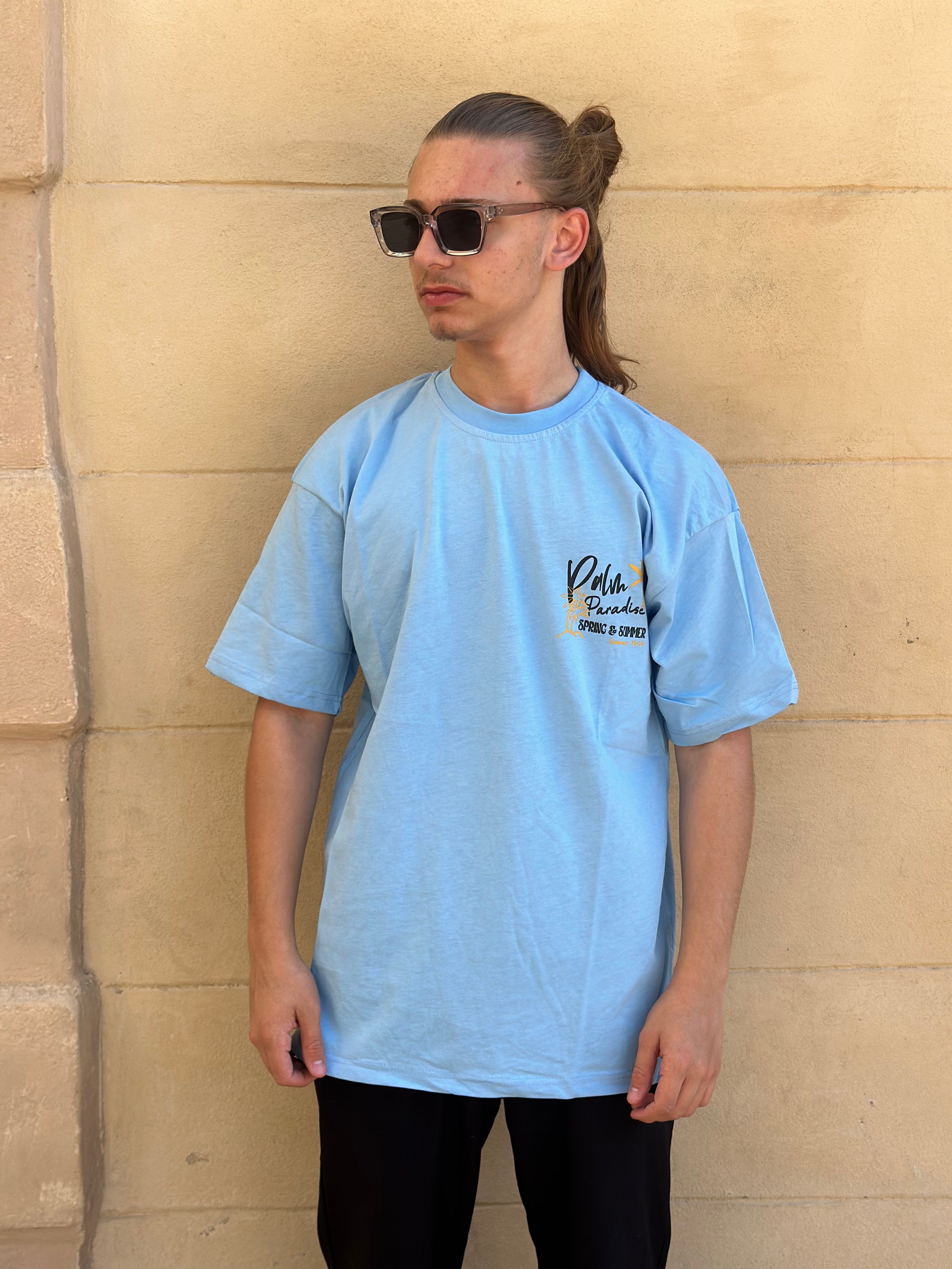 T-shirt Bleu Palme Paradise