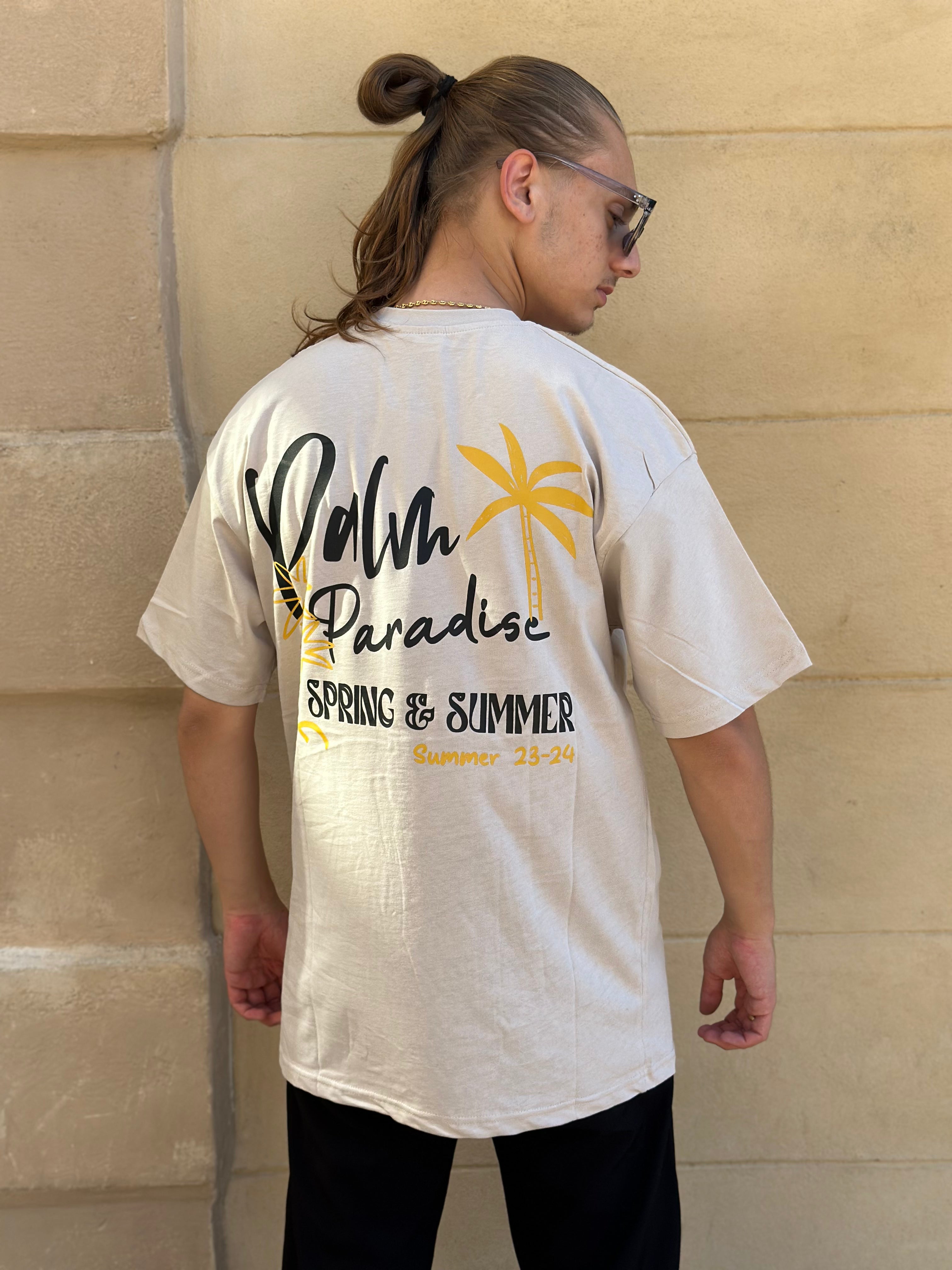 T-shirt Beige Palme Paradise