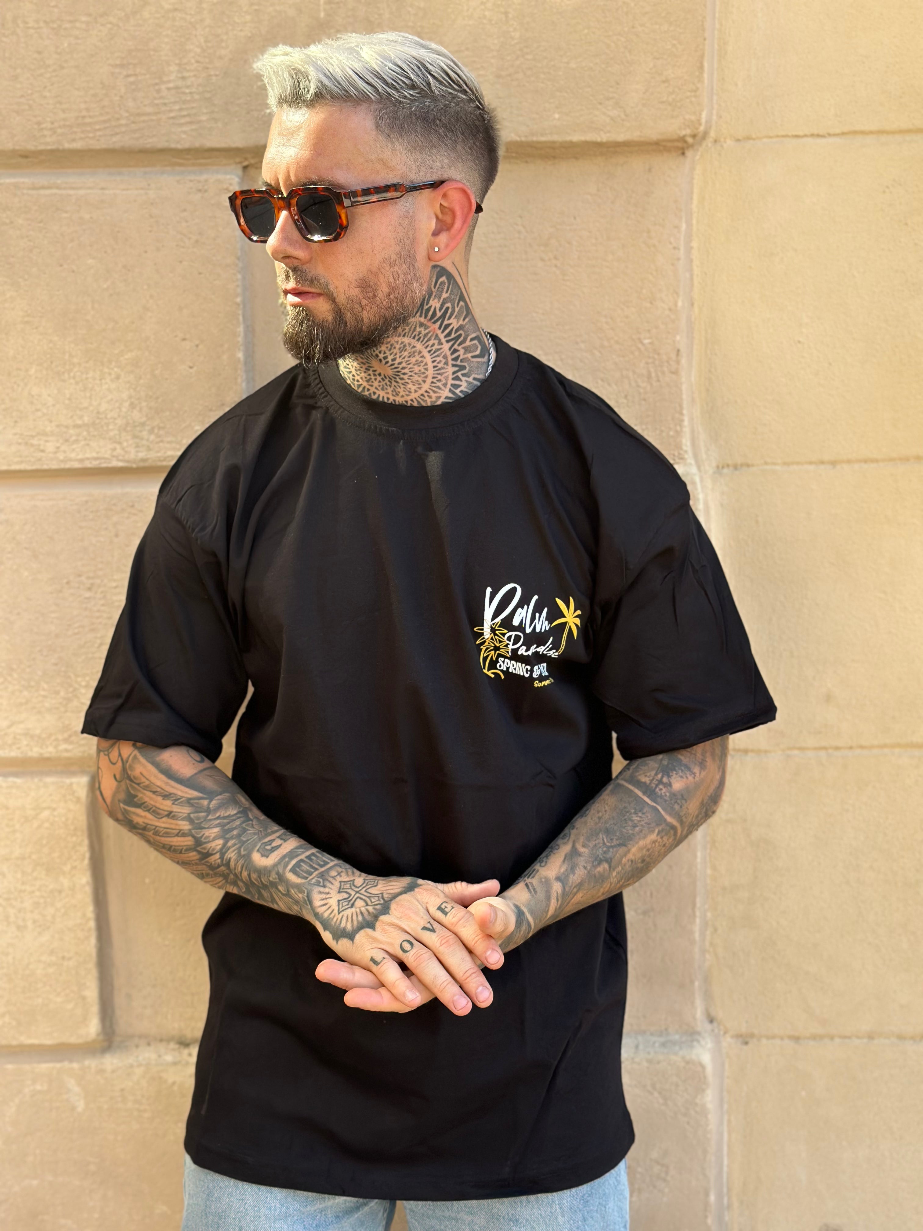 T-shirt Noir Palme Paradise
