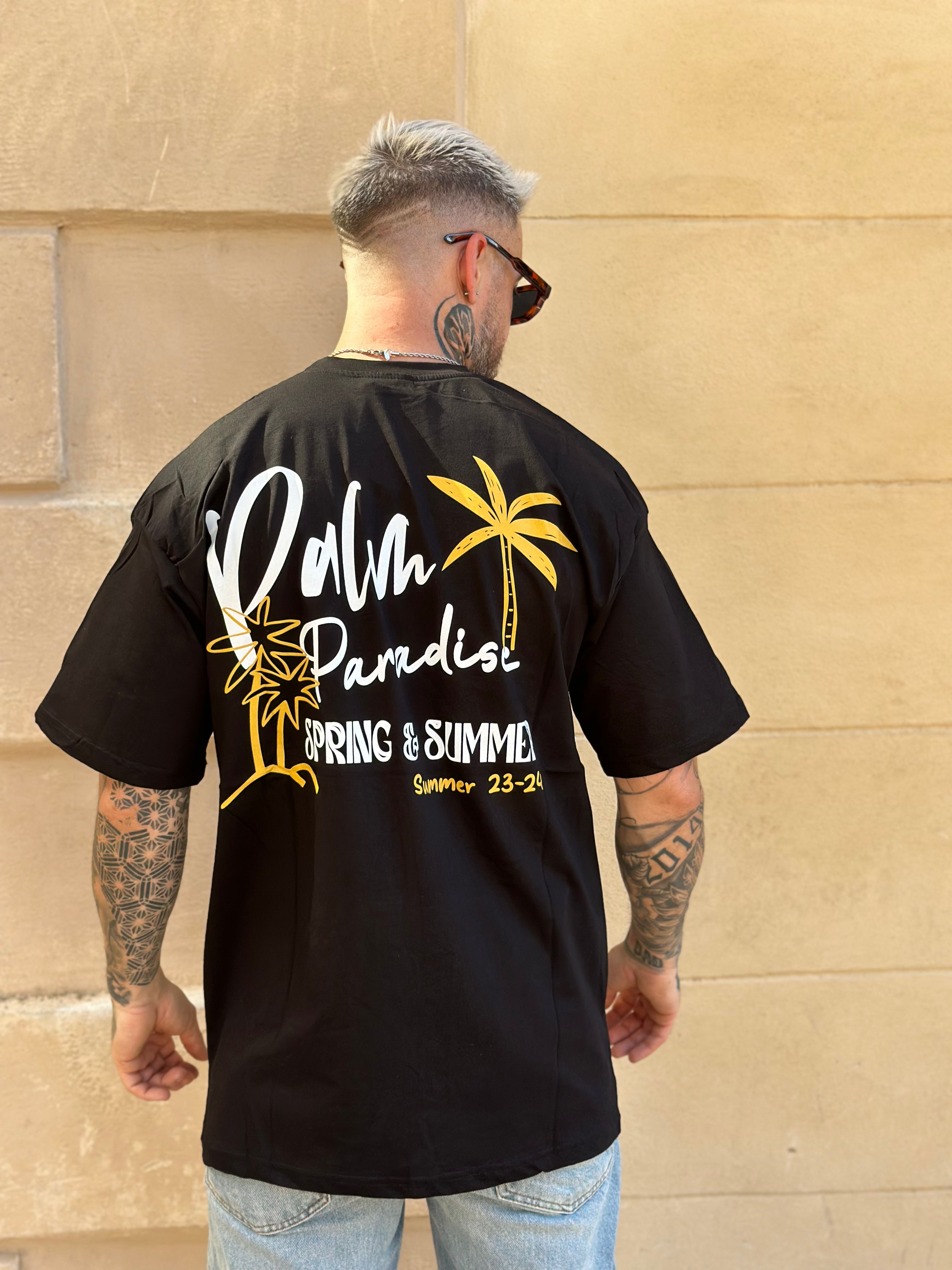 T-shirt Noir Palme Paradise