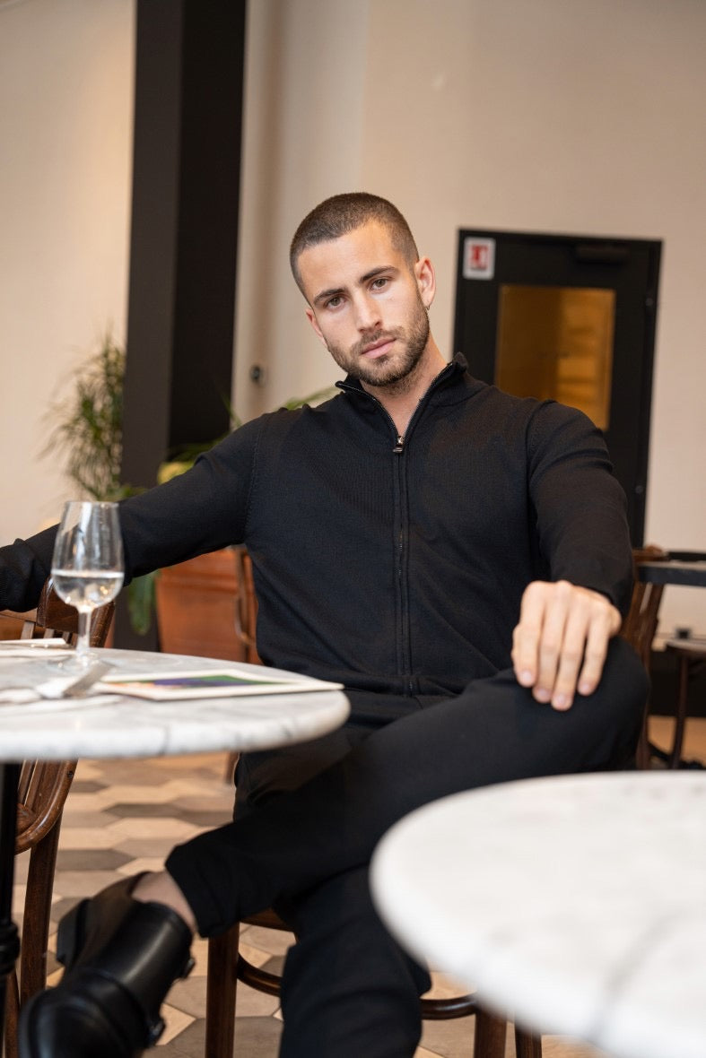 Black textured overshirt