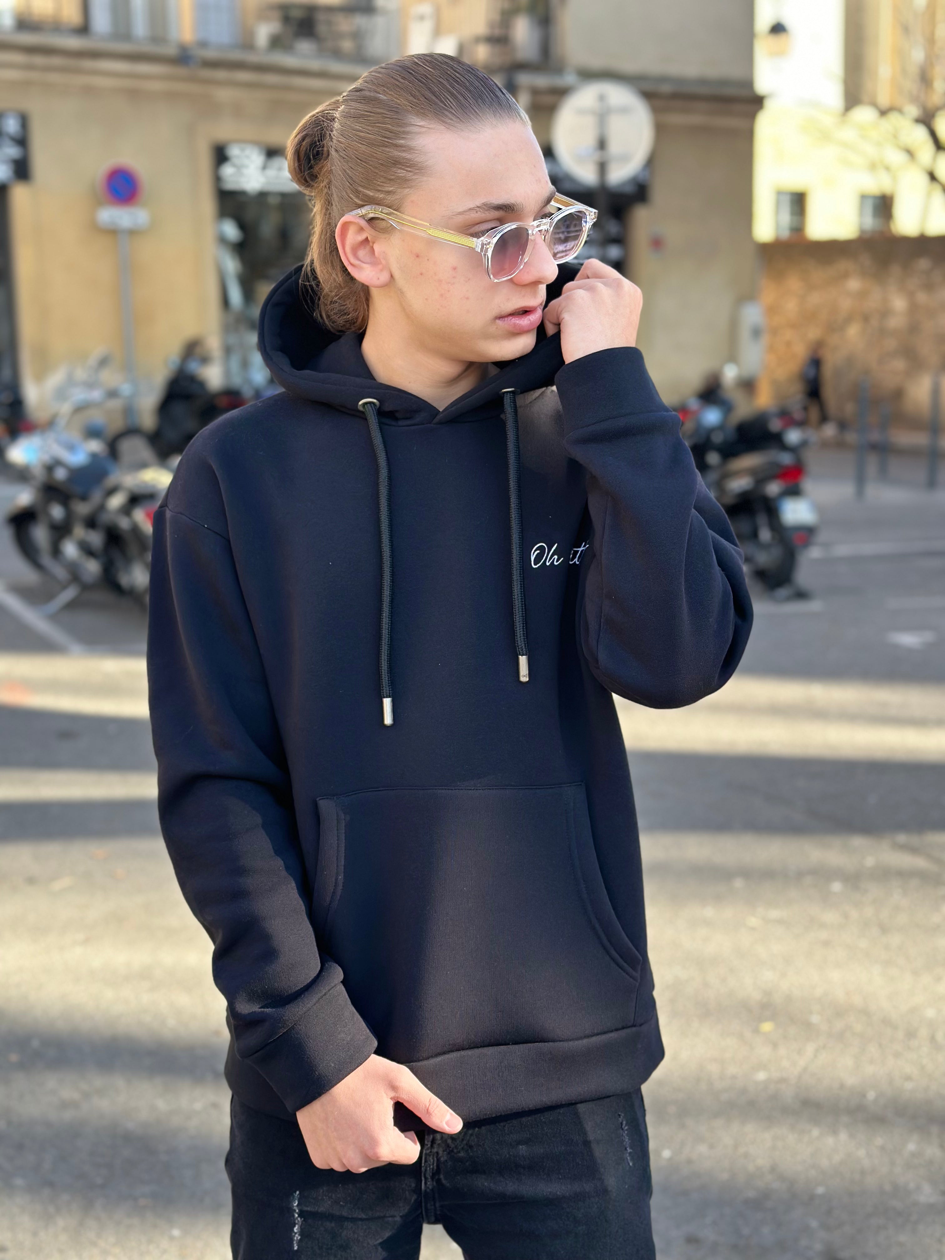ADJ - Sweat capuche OH SHIT noir