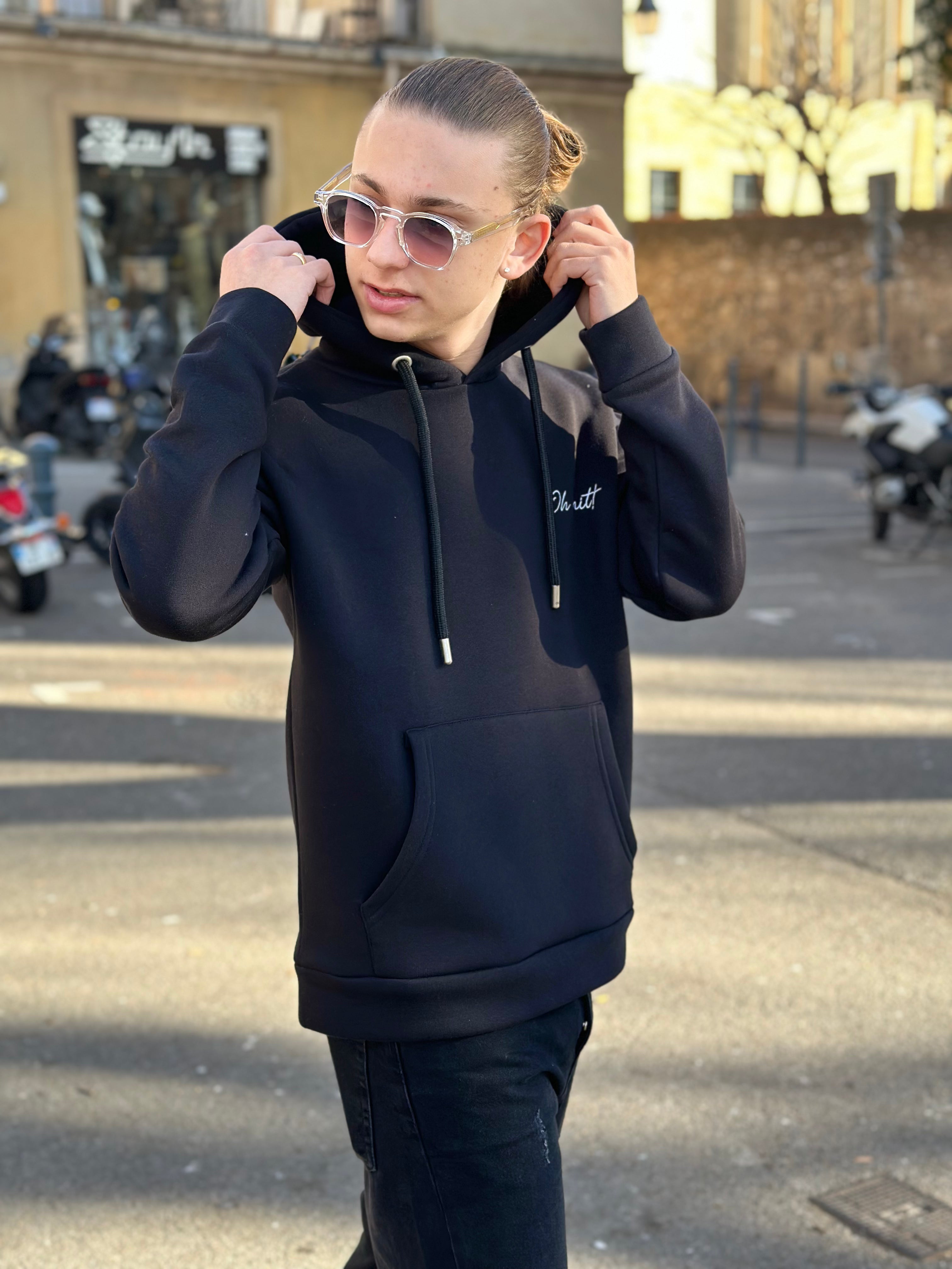 ADJ - Sweat capuche OH SHIT noir