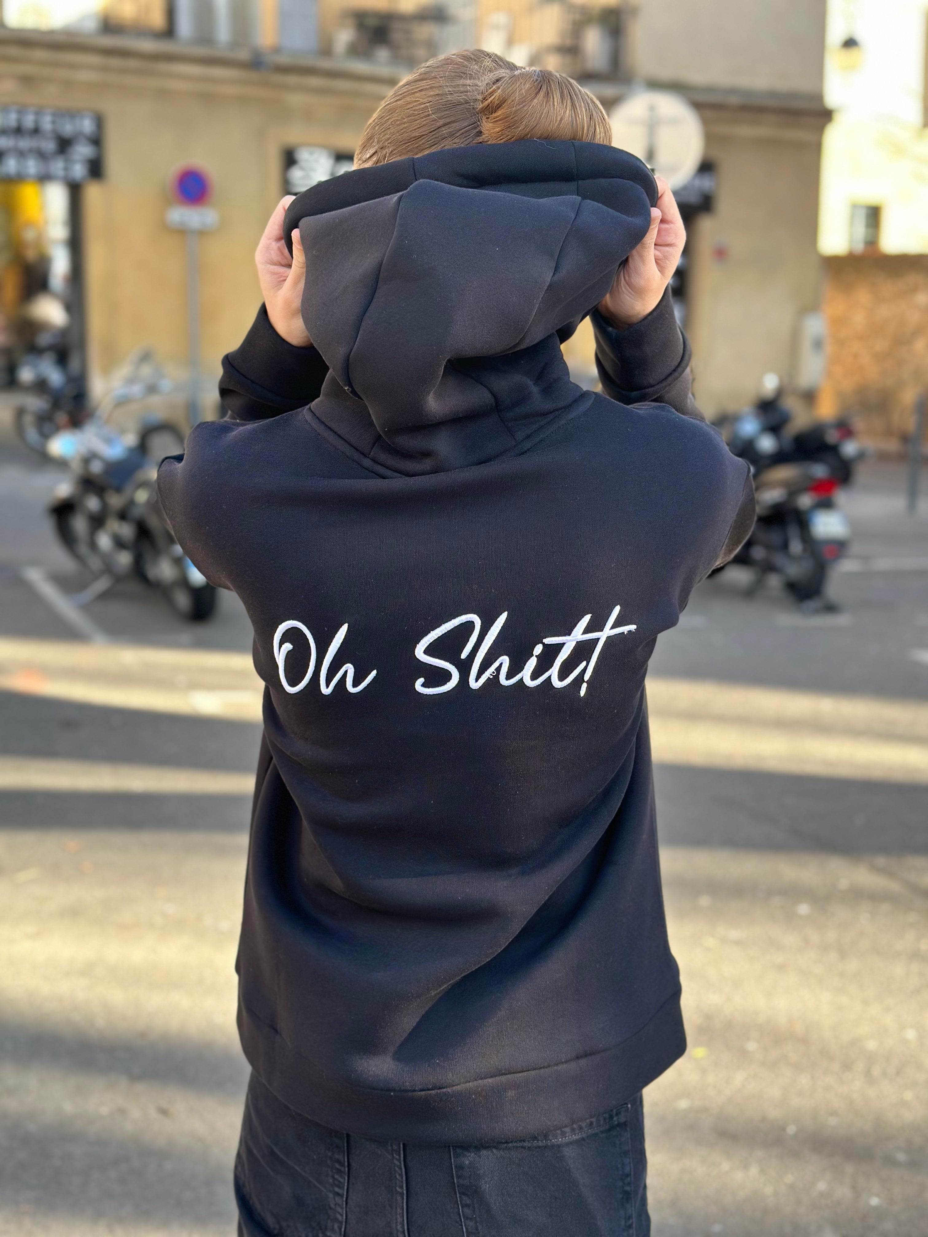 Sweat capuche OH SHIT noir