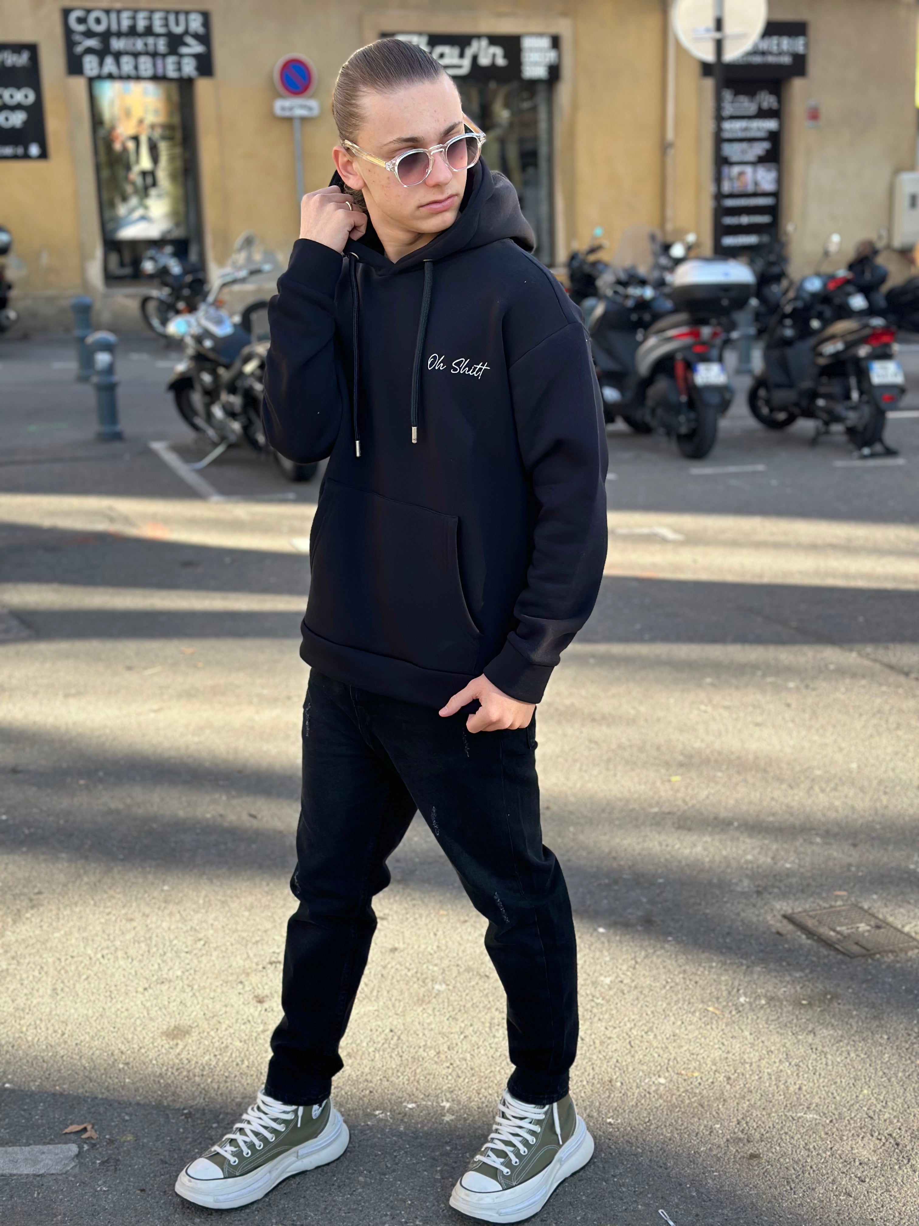 ADJ - Sweat capuche OH SHIT noir