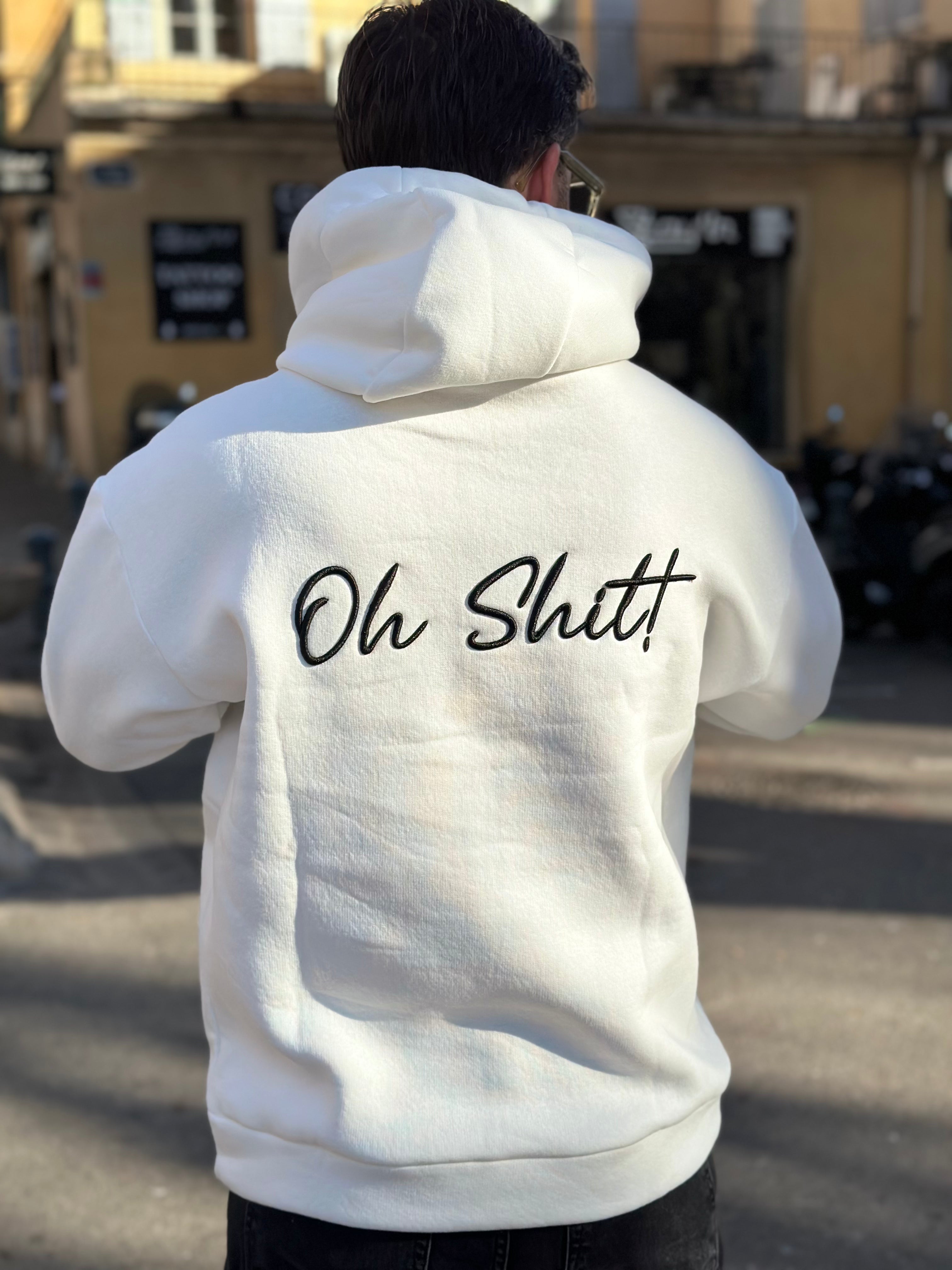 ADJ - Sweat capuche OH SHIT blanc