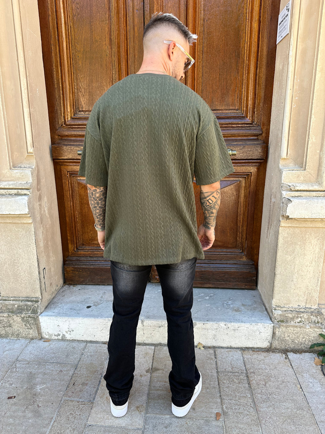 AAHRON - Khaki embossed T-shirt