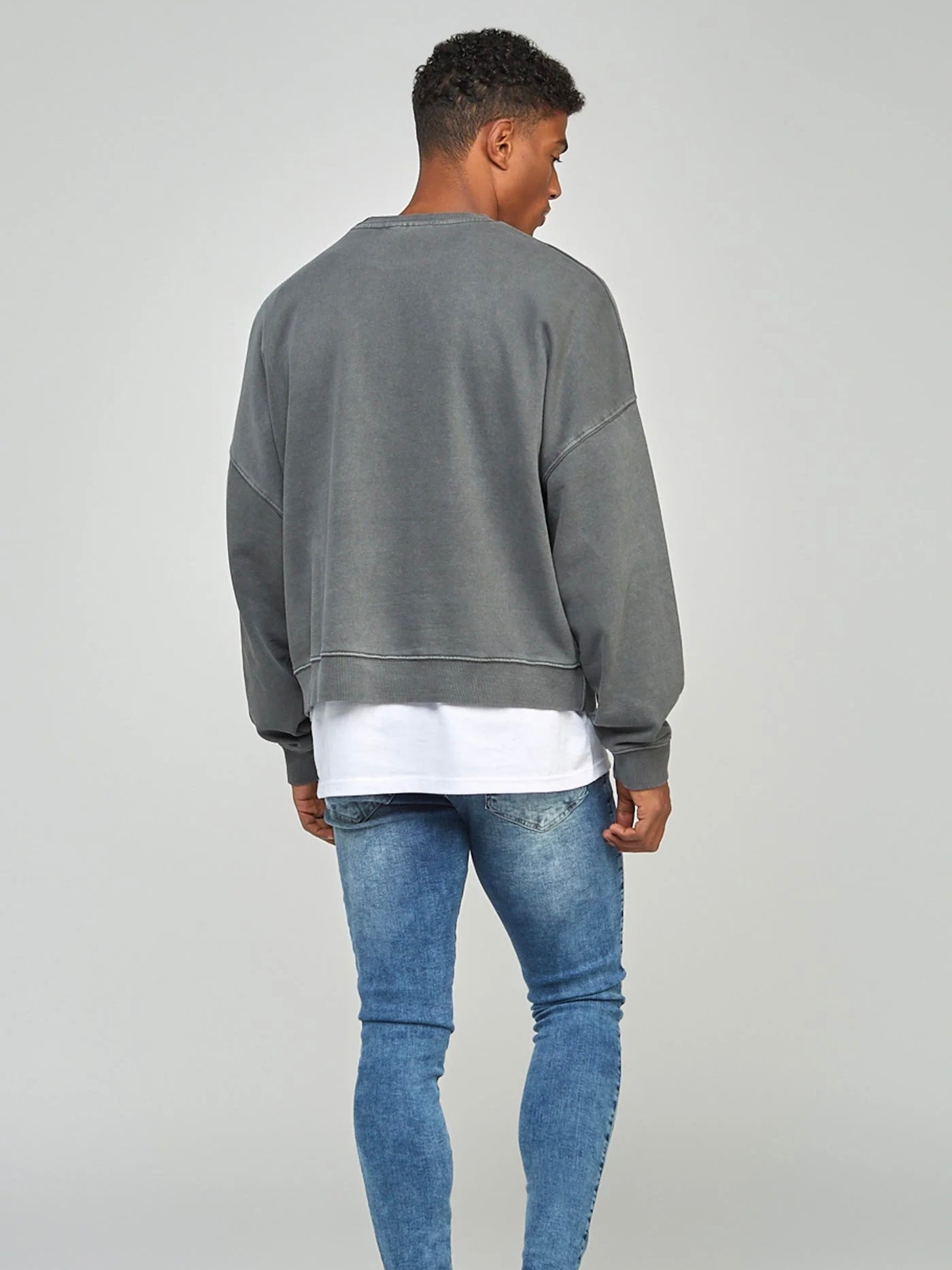SikSilk Black Garment Dyed Boxy Fit Sweatshirt