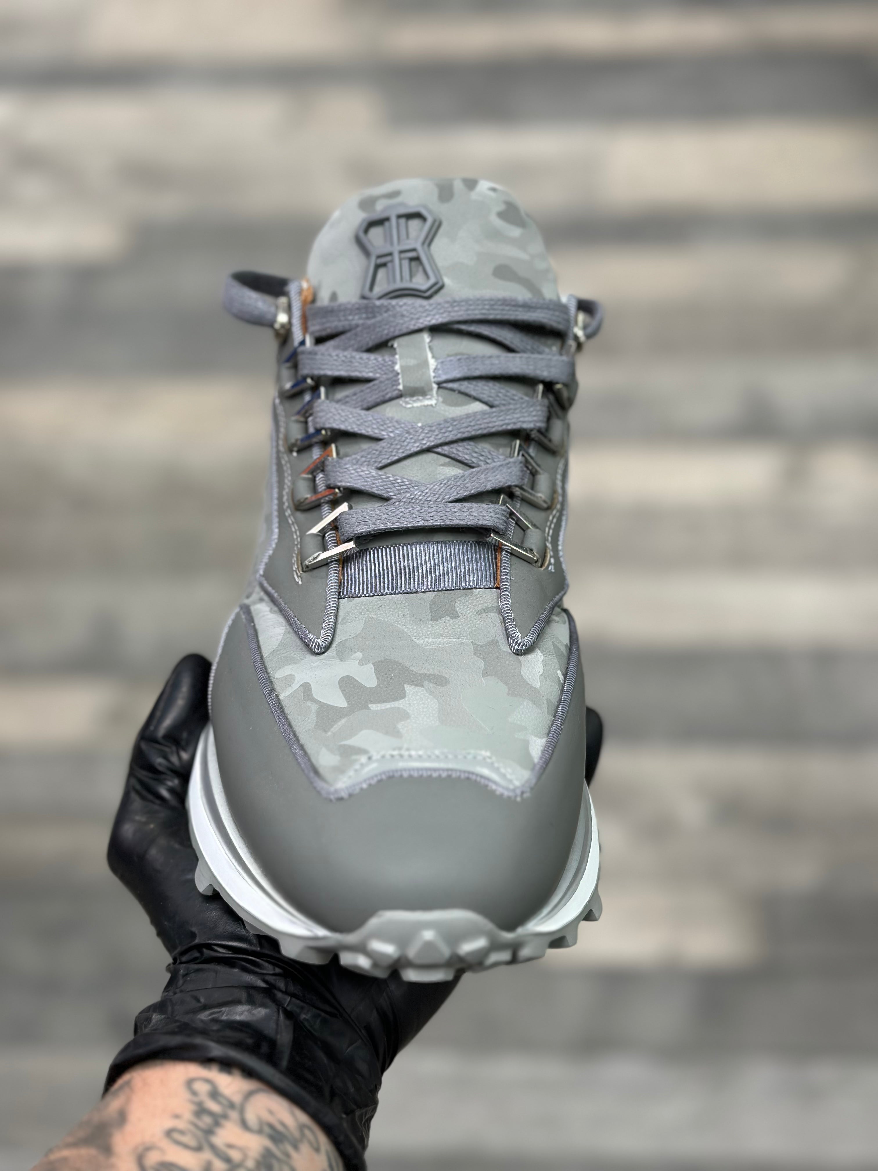 BENJAMIN BERNER - LOW-TOP BNJ ALPHA RUNNER STEEL GREY REFLECTIVE CAMOUFLAGE