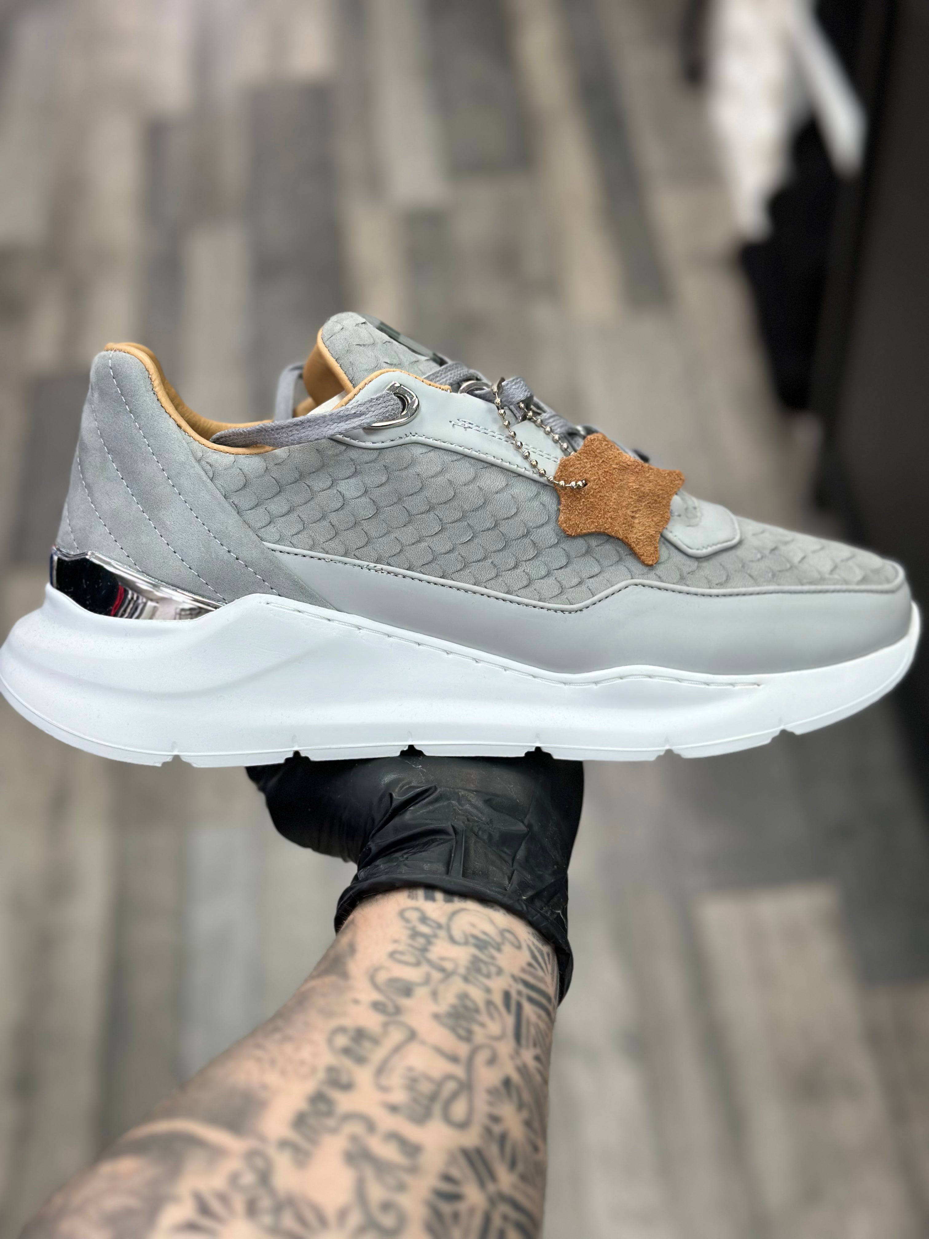 BENJAMIN BERNER - Basket ALPHA RUNNER Python glacé gris - Stayin