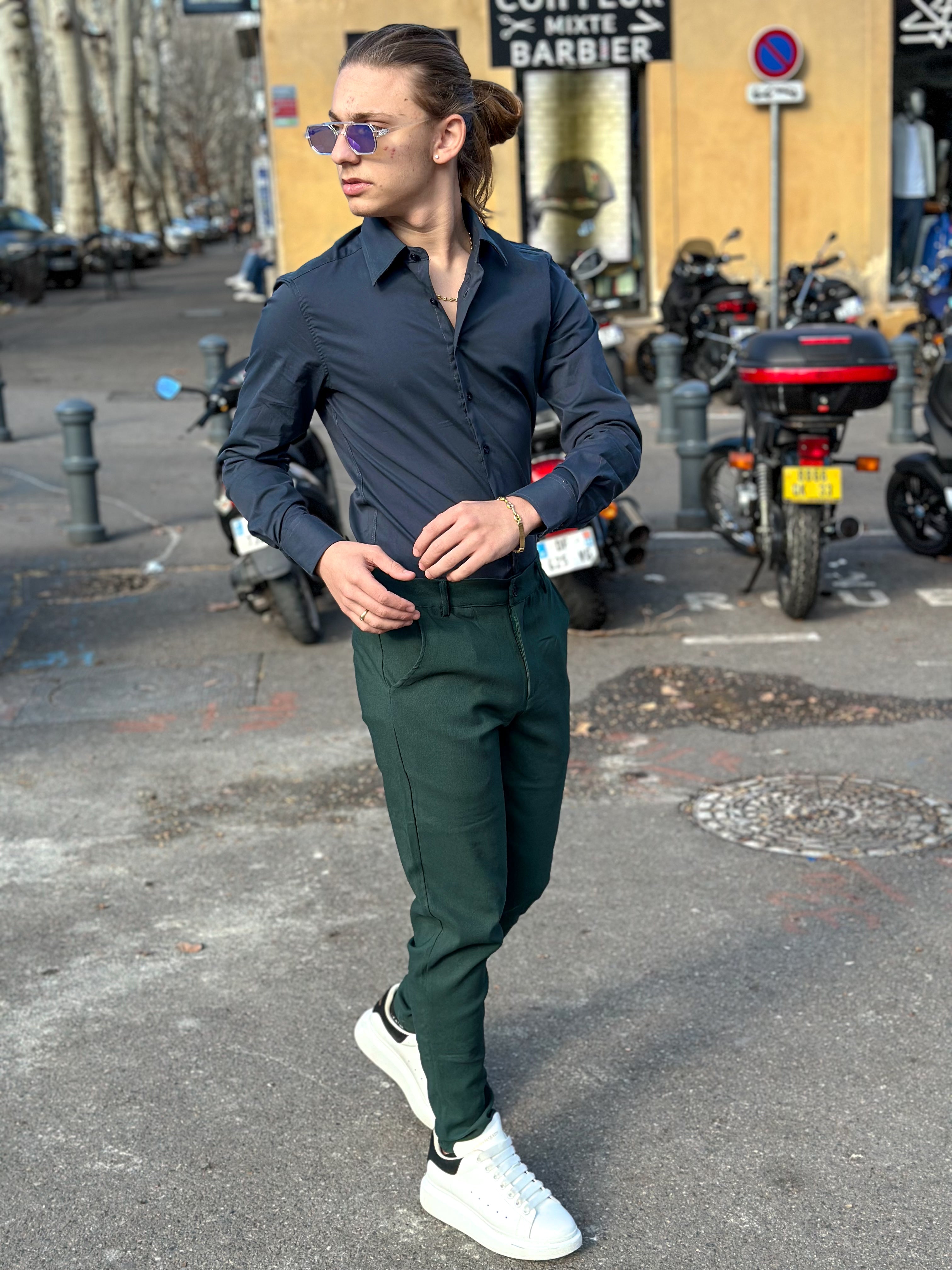 Frilivin - Chemise manche longue cosy bleu marine