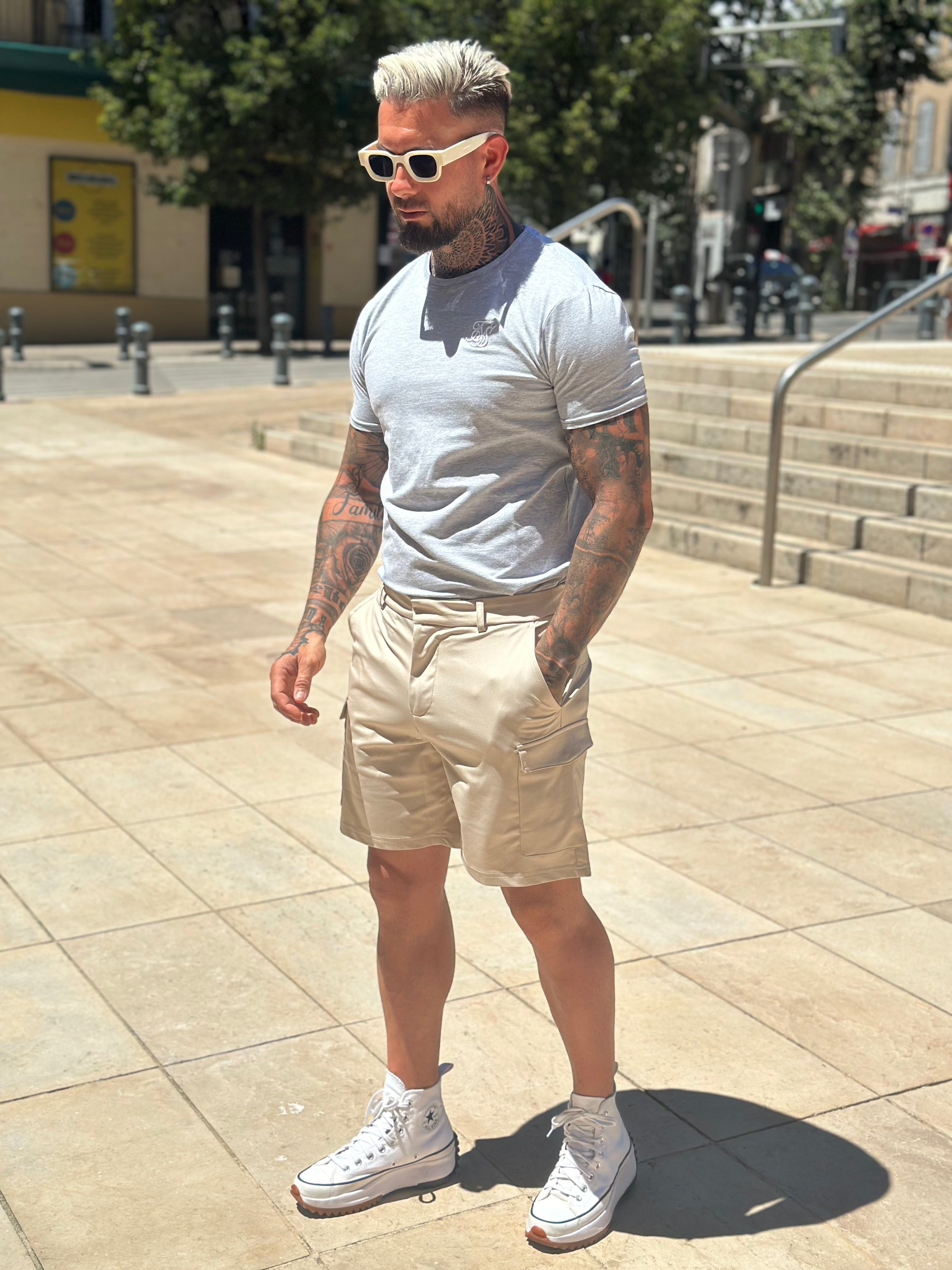 Siksilk - Gray Marl Essential Muscle Fit T-Shirt