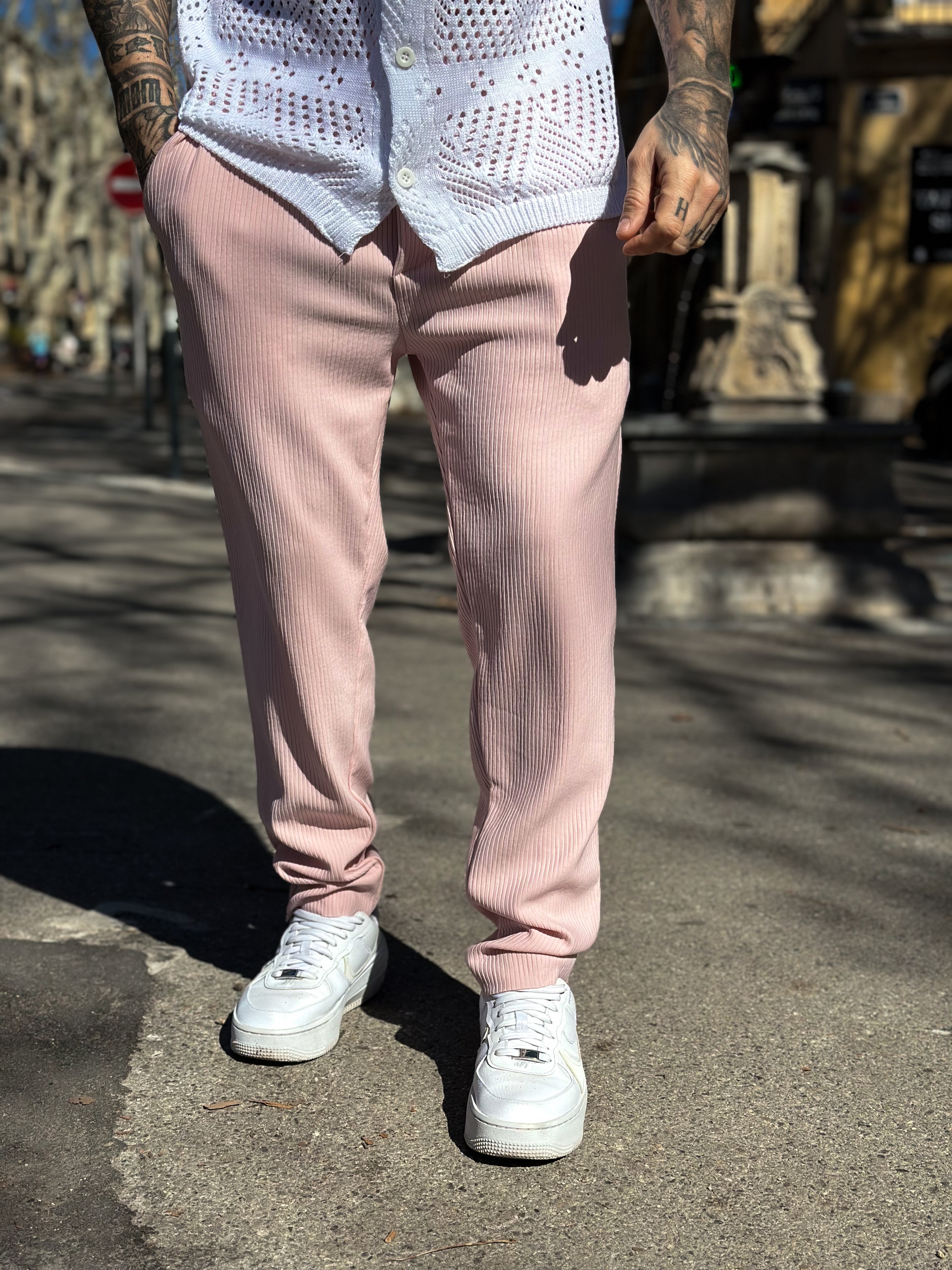 Textured pink Pablo pants