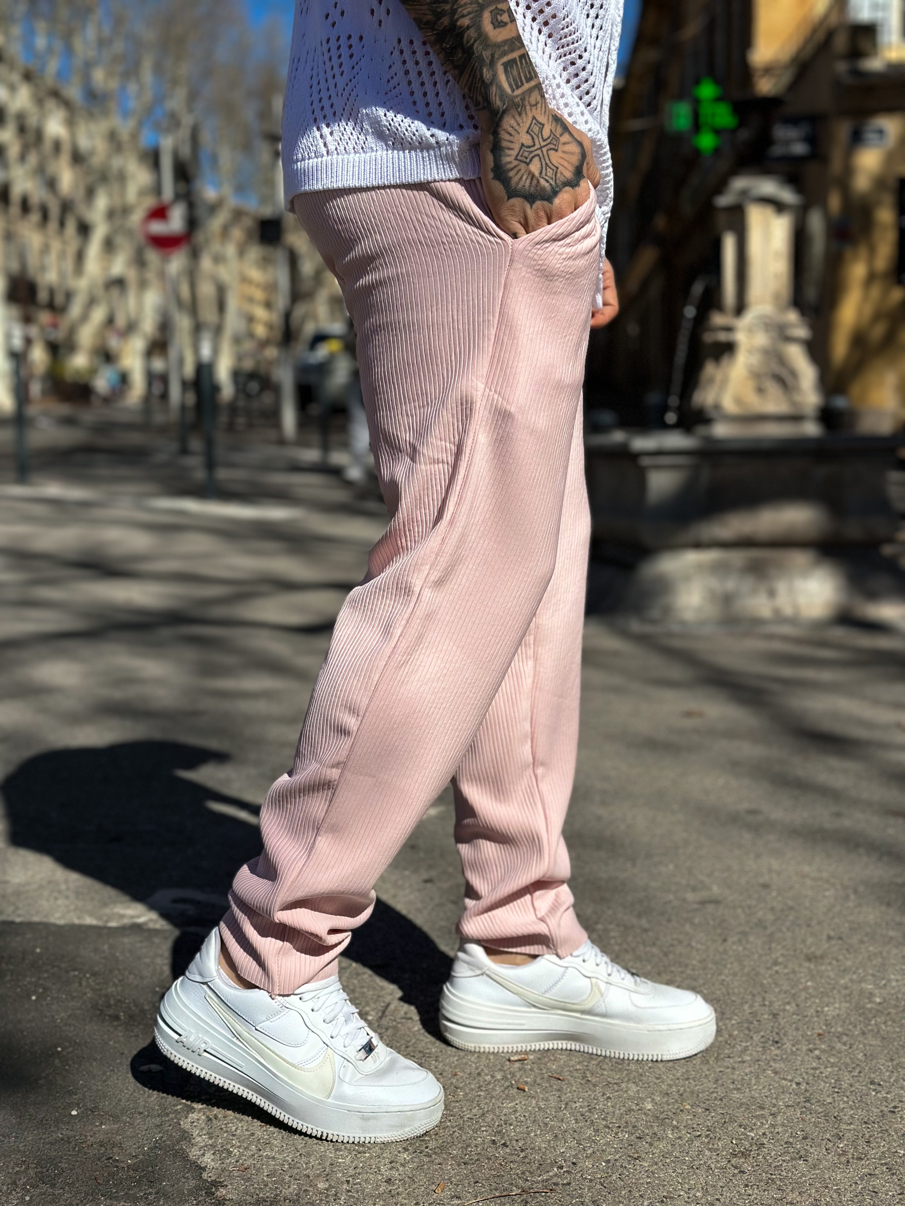 Textured pink Pablo pants