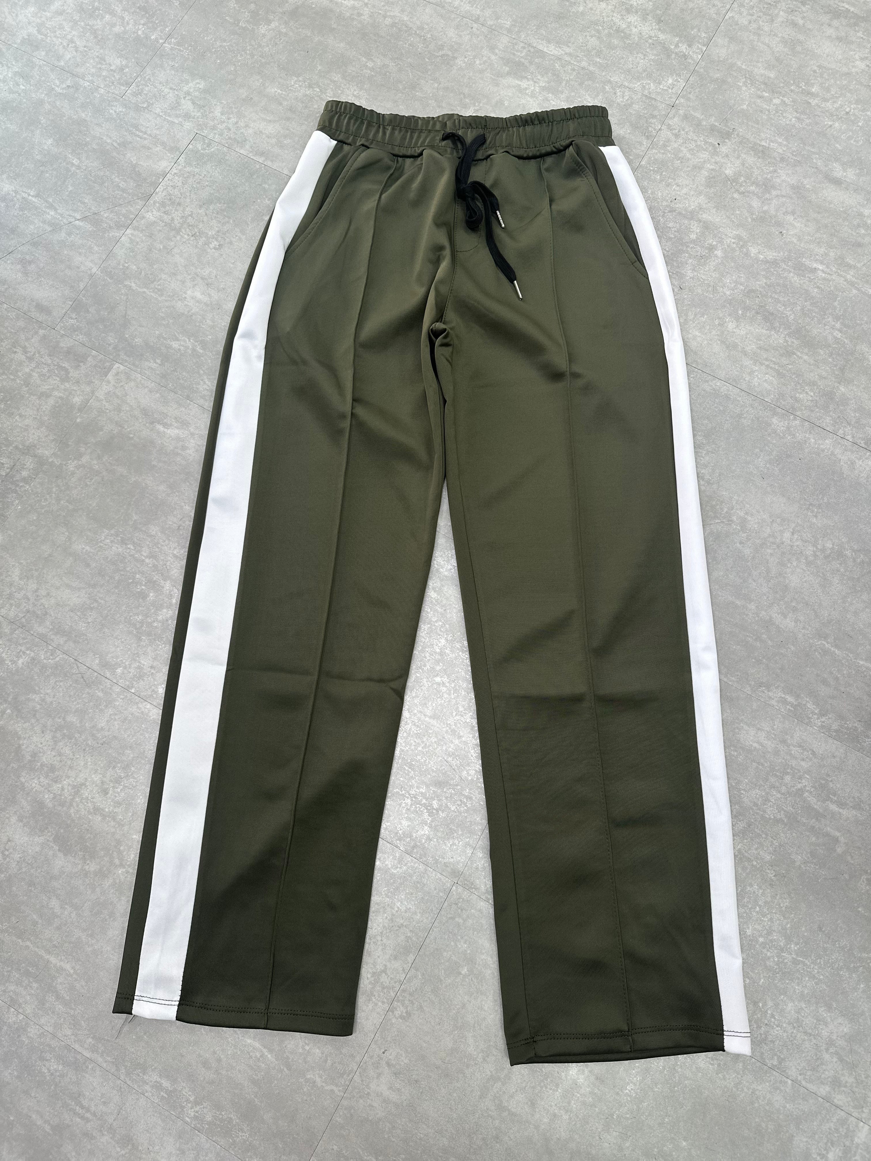 Frilivin - Pantalon Jog Ample Miami Kaki bande blanc