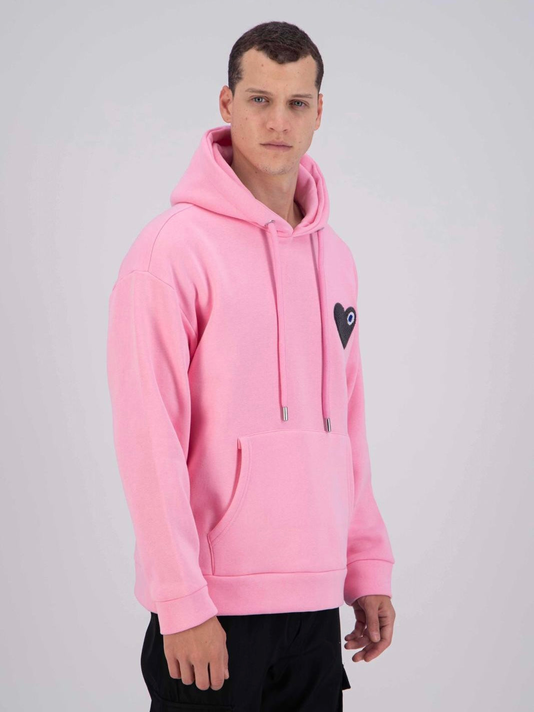 ADJ - Pink hoodie Black heart