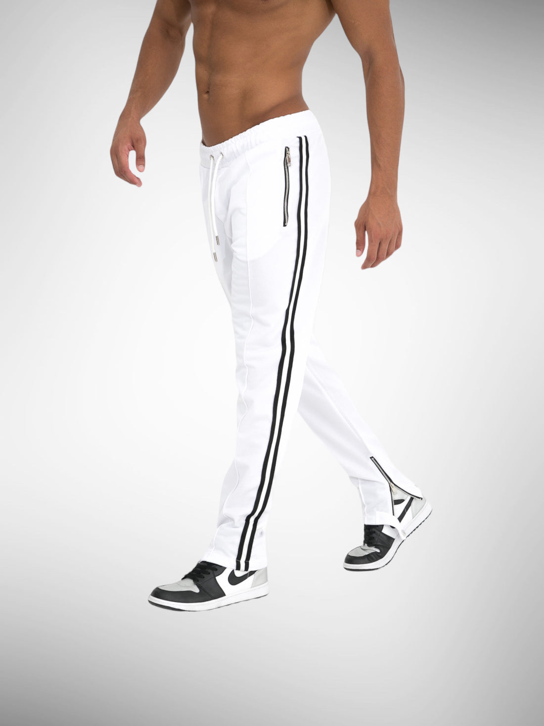 Pantalon Zip Miami blanc bande noir - Stayin