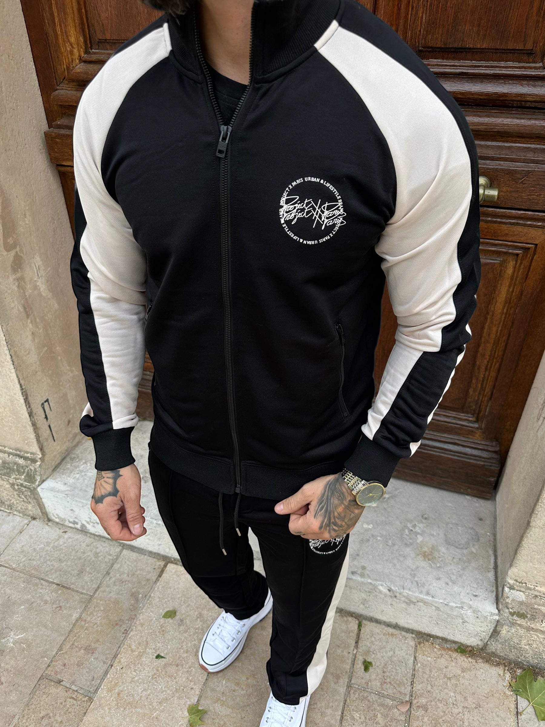Project X Paris - Two-tone jacket with black and beige stripes 