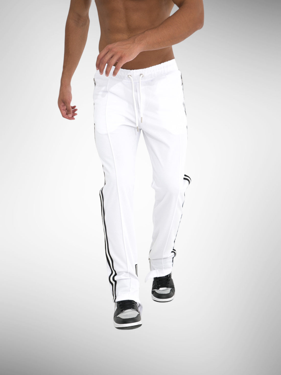 Pantalon Zip Miami blanc bande noir - Stayin