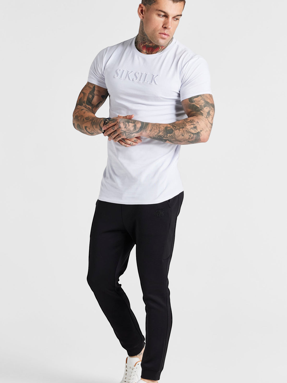 Siksilk - White MUSCLE FIT t-shirt