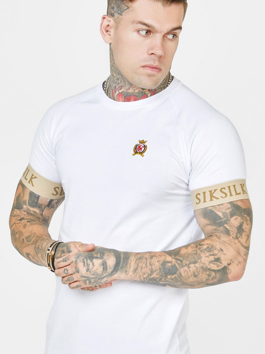 Siksilk - T-shirt MANCHETTES blanc