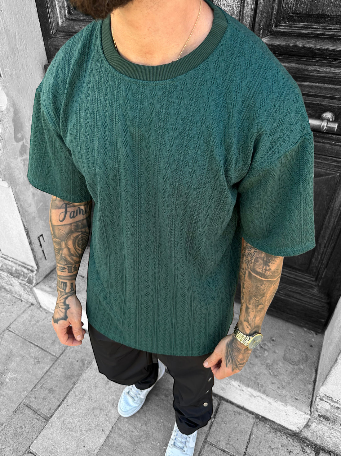 Tee-shirt Vert à relief