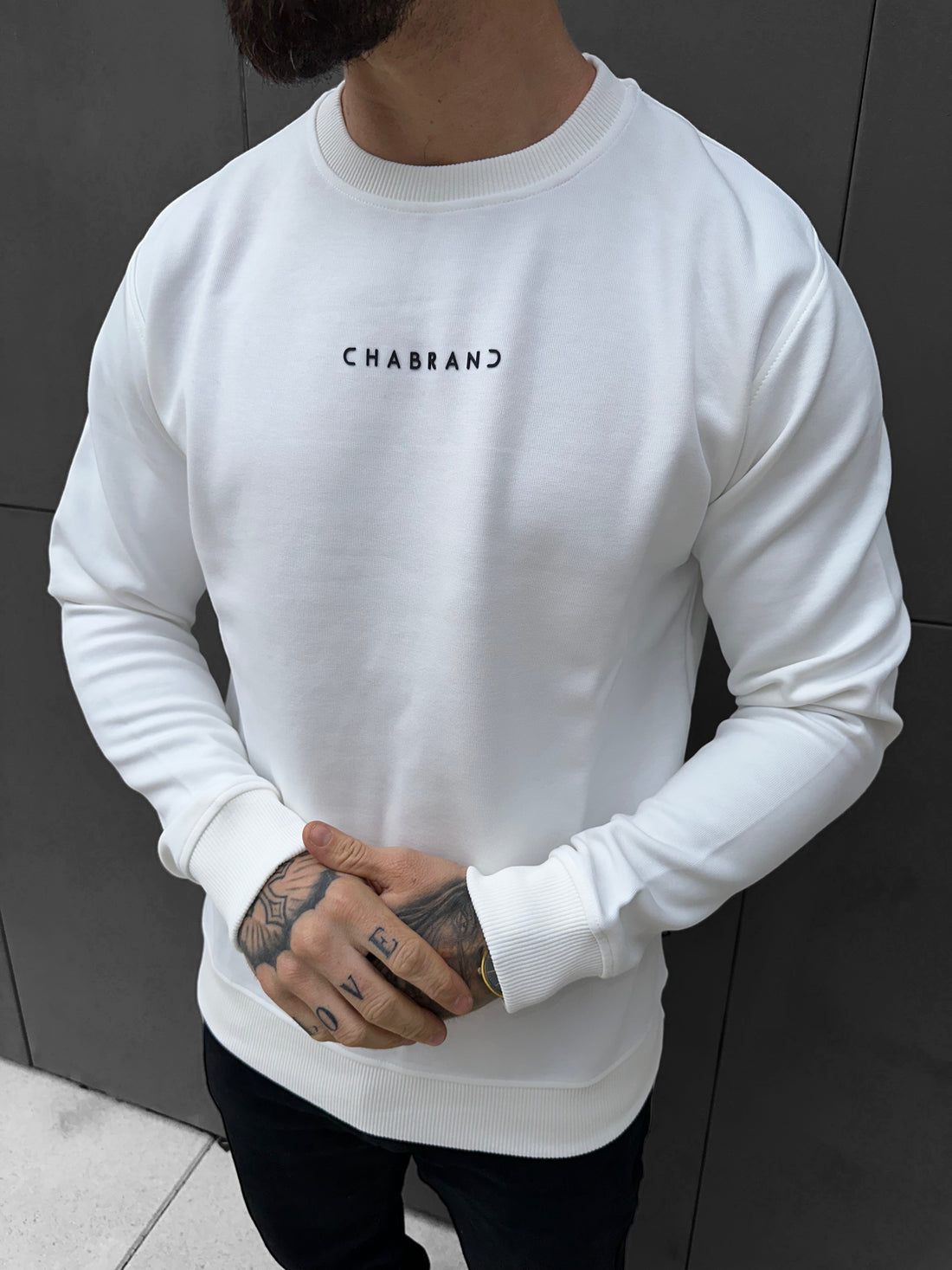 CHABRAND - Sweat blanc logo chabrand noir