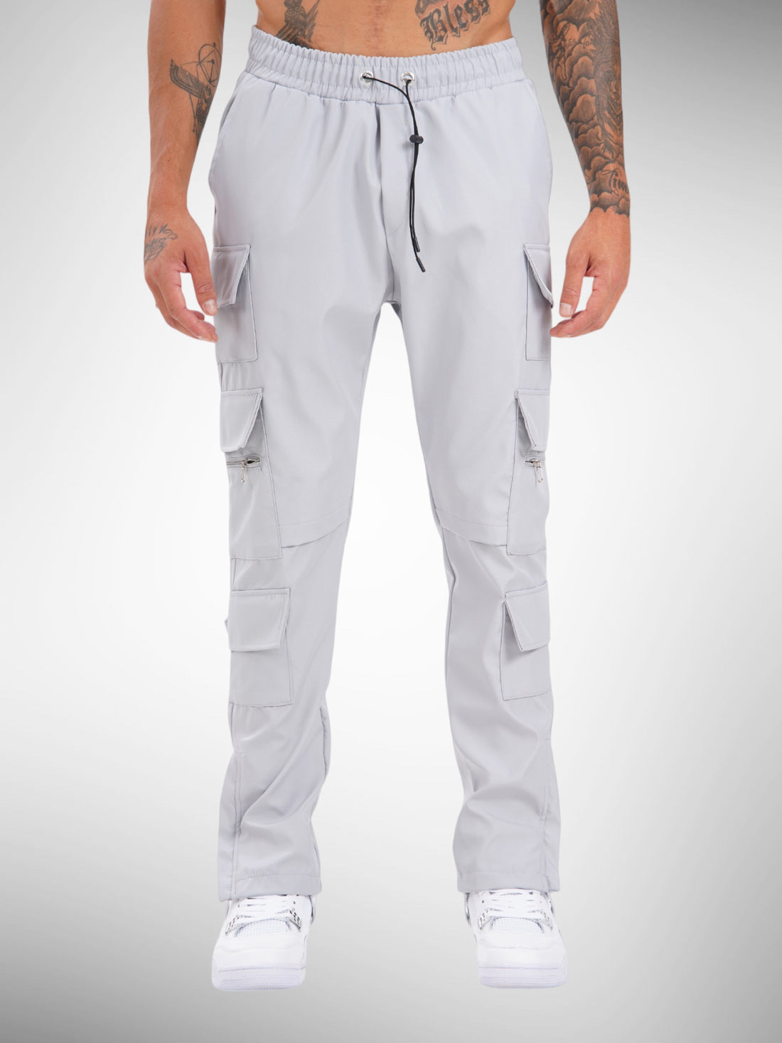 Pantalon cargo gris clair zip #LL902 - Stayin