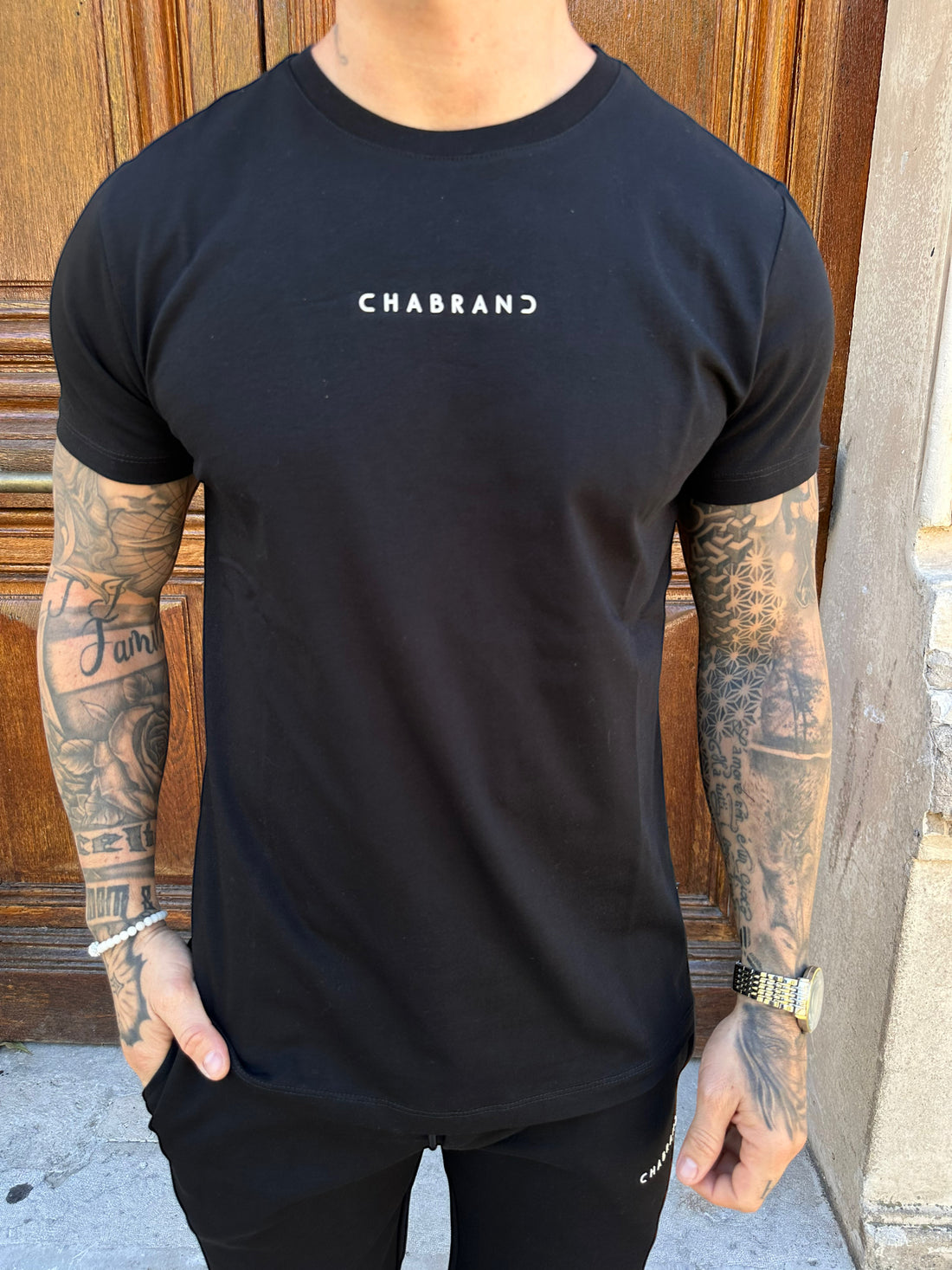 CHABRAND - Tee-shirt noir mini signe blanc