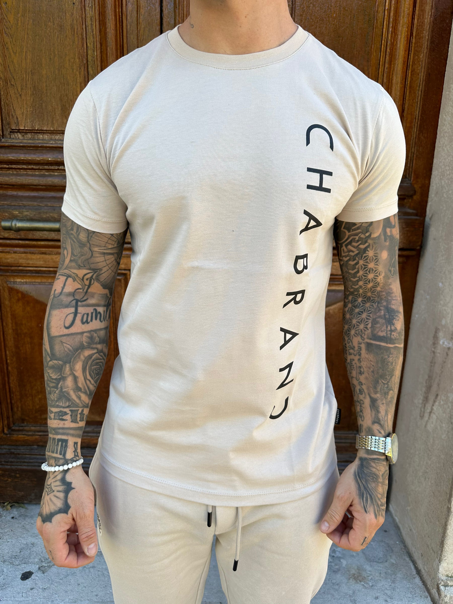 CHABRAND - Tee-shirt greige signe noir