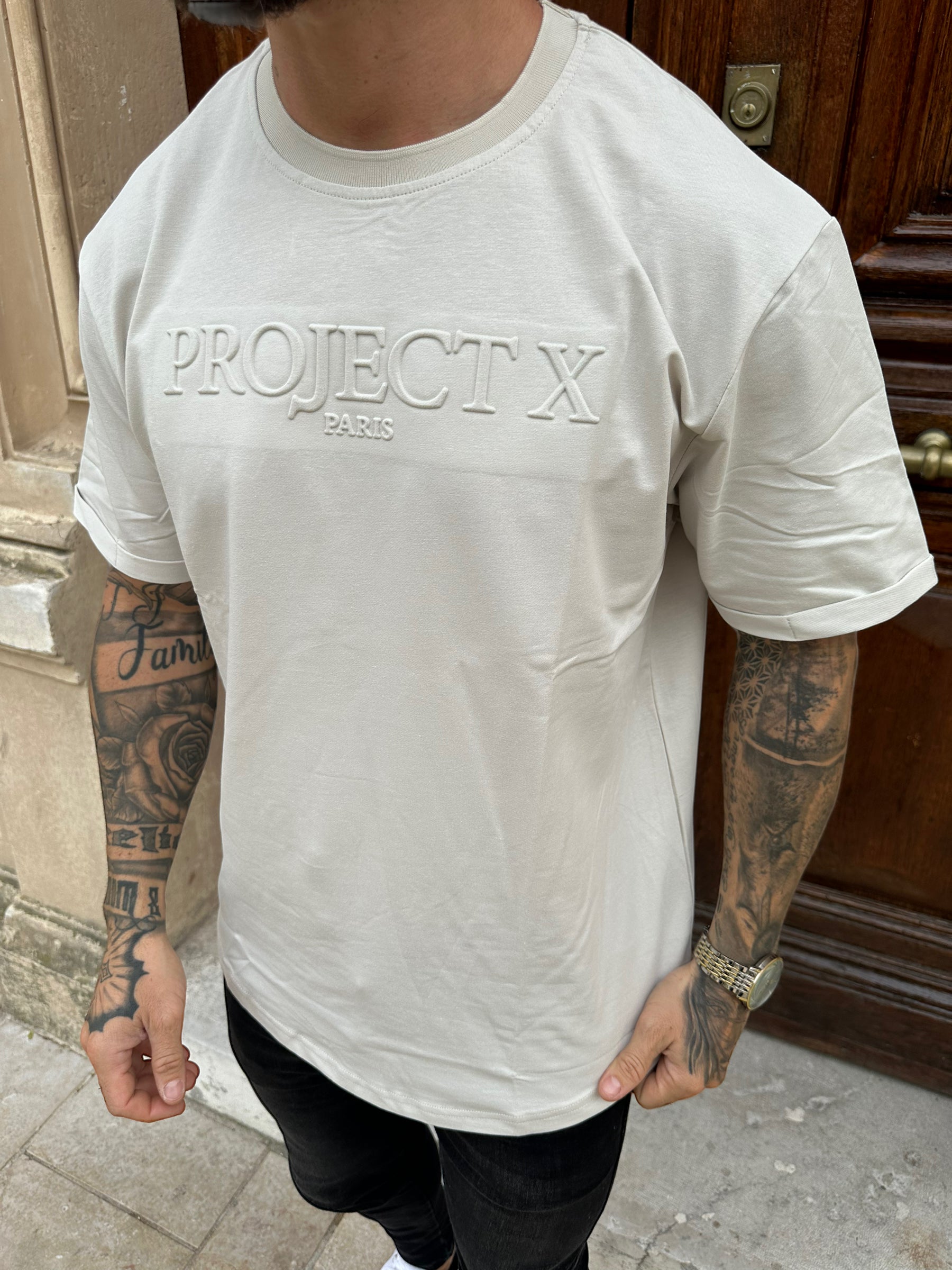 Project X Paris - Greige Embossed T-Shirt 