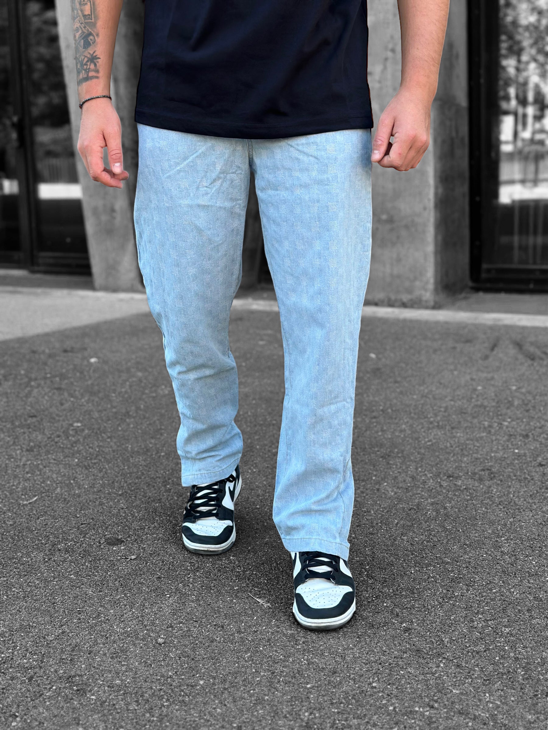 Frilivin - Loose blue patterned jeans