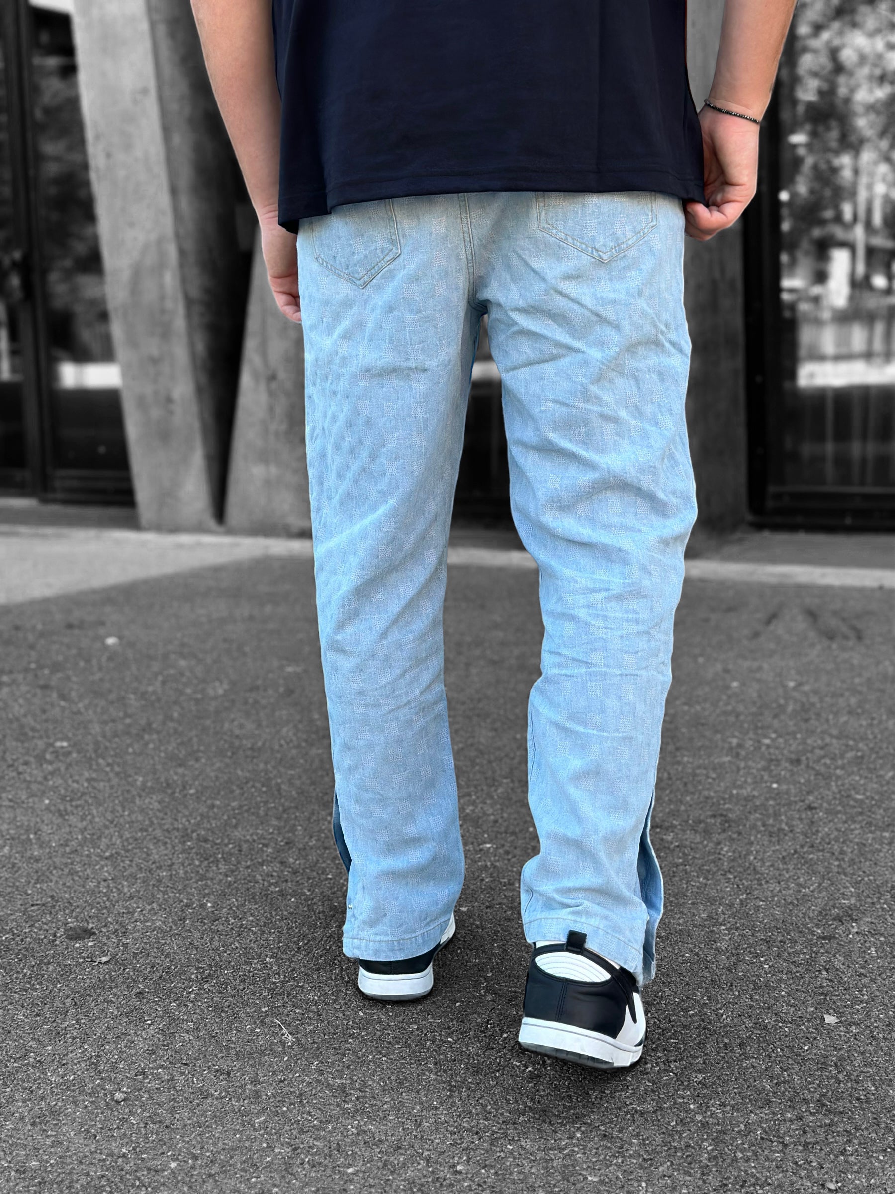 Frilivin - Loose blue patterned jeans