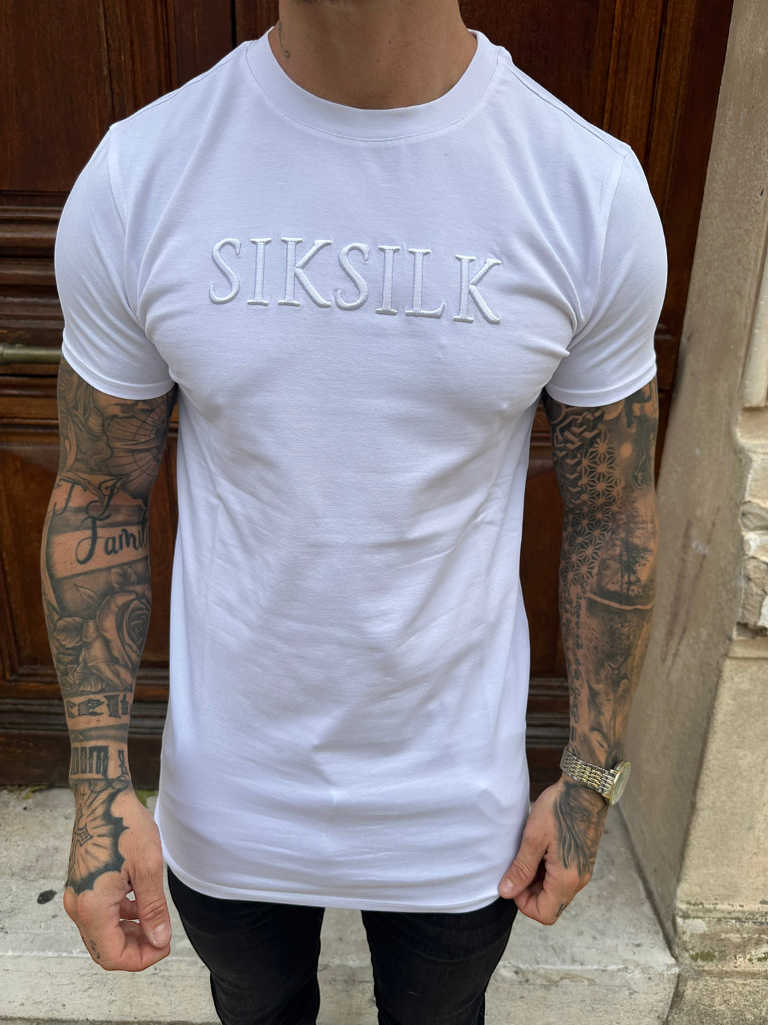 Siksilk - White MUSCLE FIT t-shirt