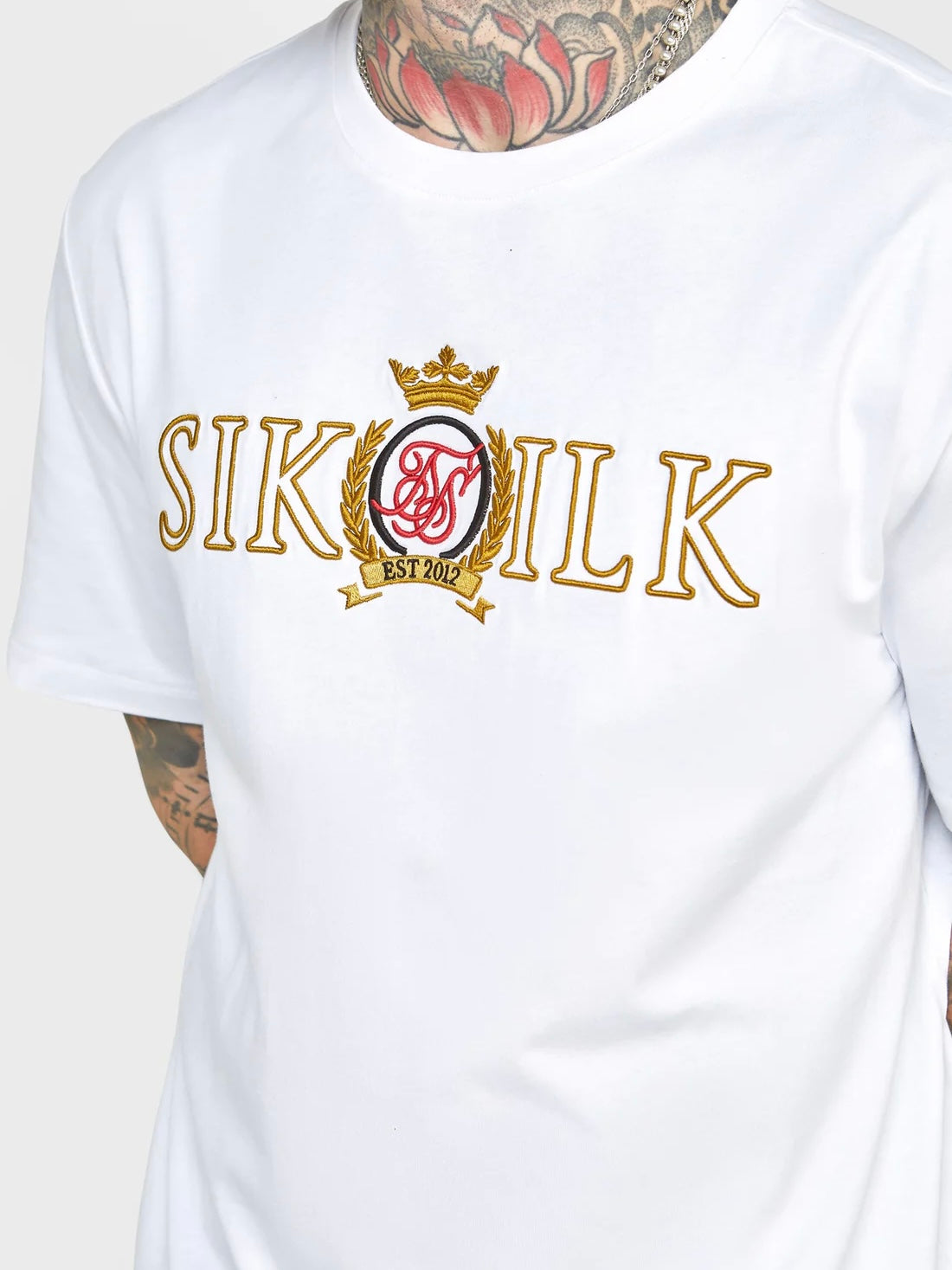 Siksilk - T-shirt blanc écusson